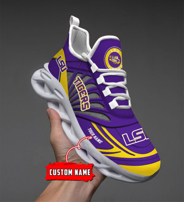 Custom Name 13 LSU Tigers PERSONALIZED MAX SOUL SHOES DS001
