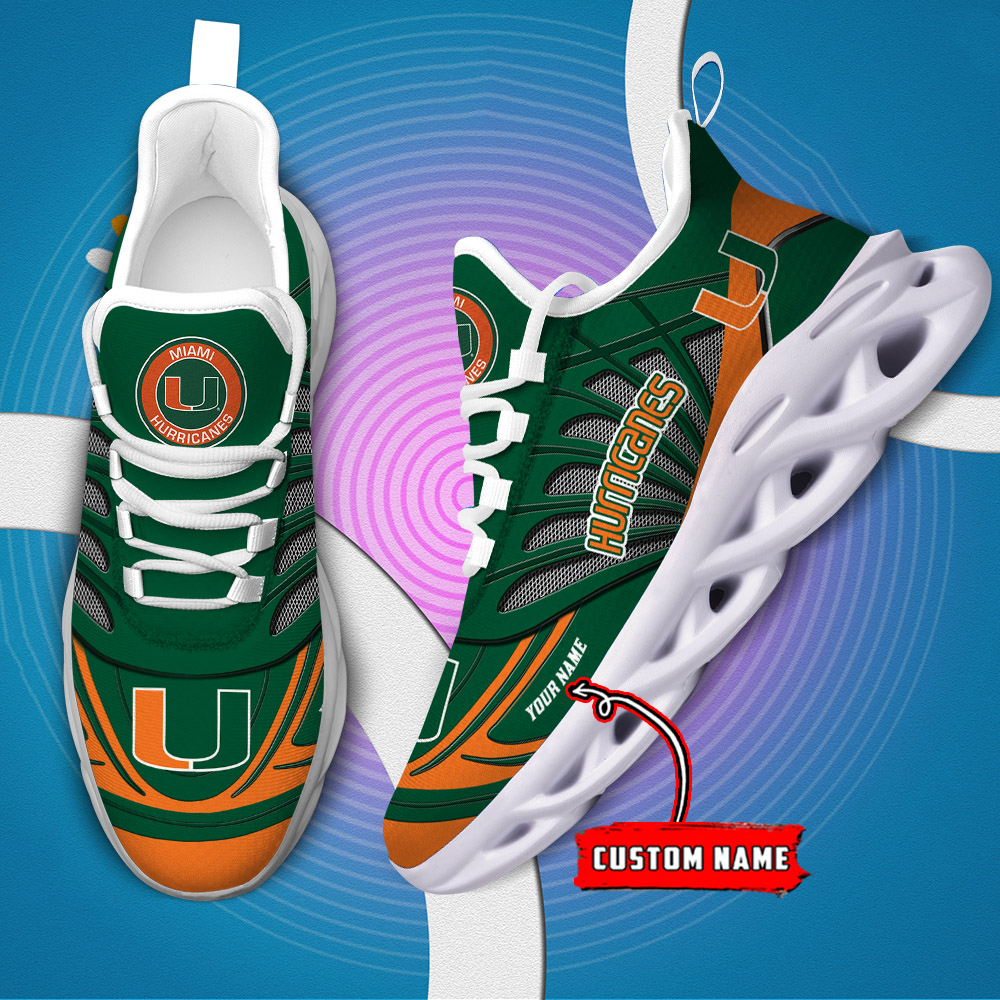 Custom Name 36 Miami Hurricanes PERSONALIZED MAX SOUL SHOES DS001