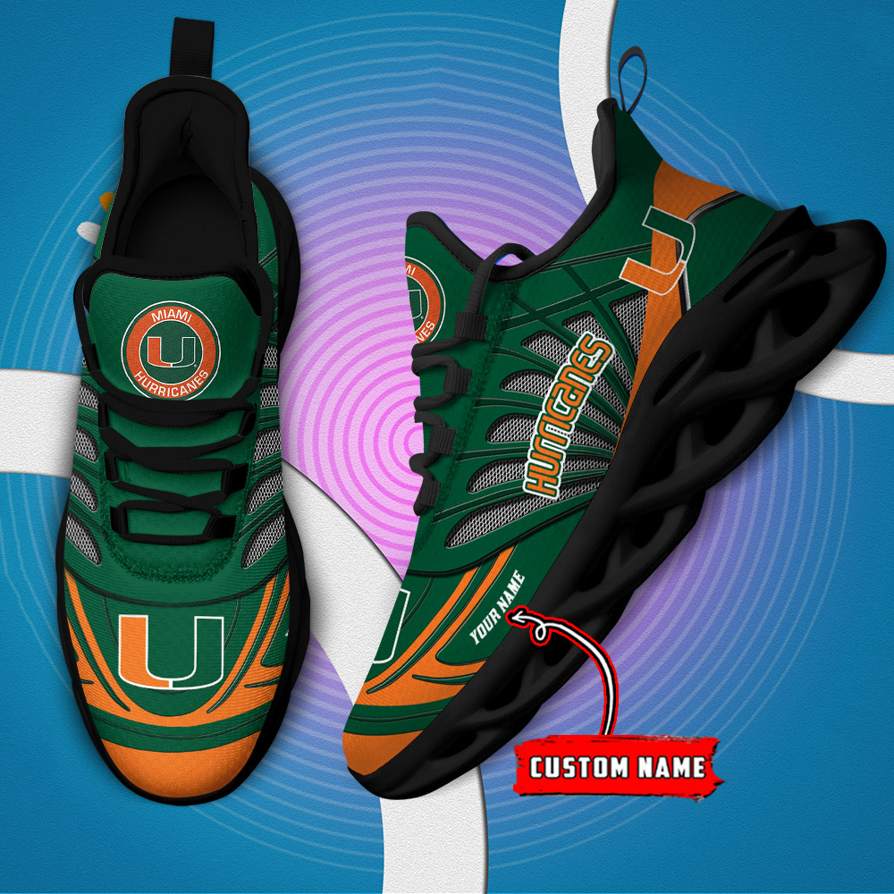 Custom Name 36 Miami Hurricanes PERSONALIZED MAX SOUL SHOES DS001