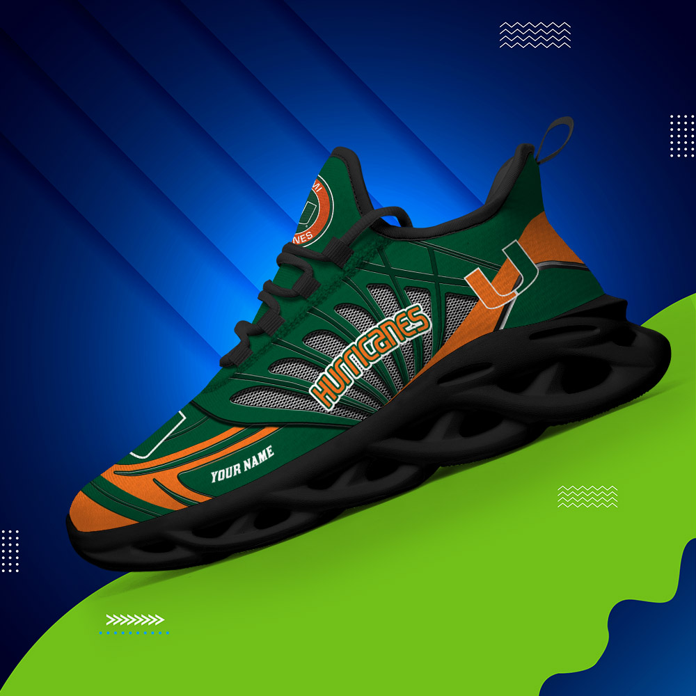 Custom Name 36 Miami Hurricanes PERSONALIZED MAX SOUL SHOES DS001