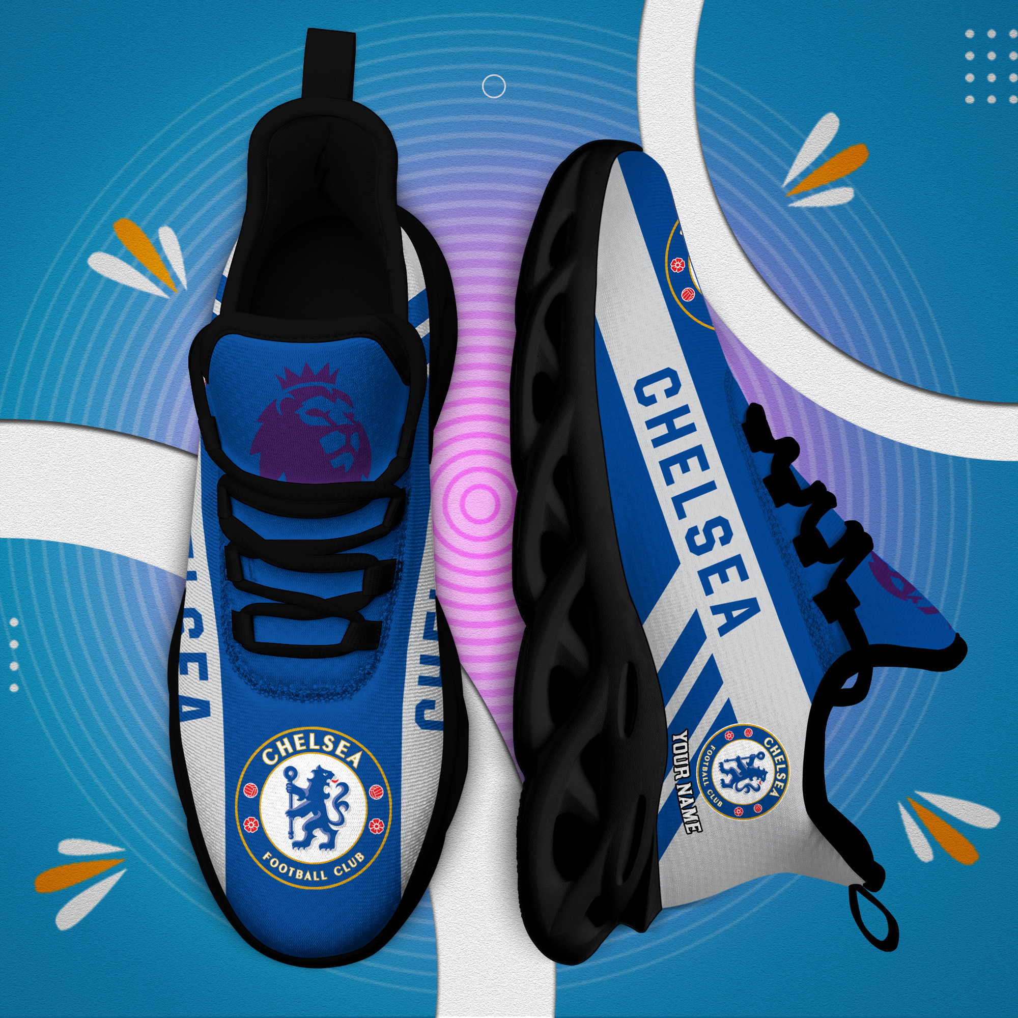 Custom Name Chelsea PERSONALIZED MAX SOUL SHOES DS006 EPL