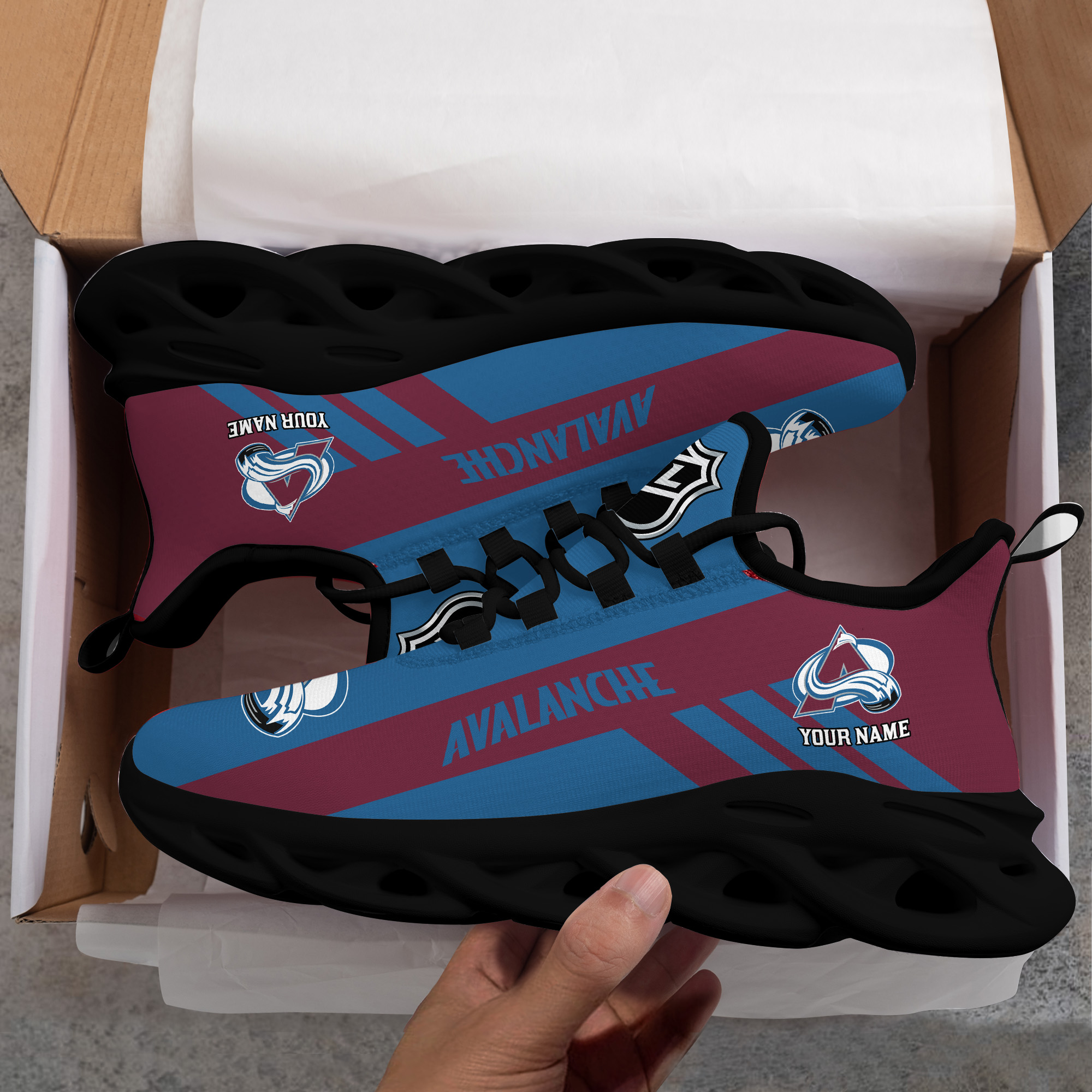 Custom Name Colorado Avalanche PERSONALIZED MAX SOUL SHOES DS004