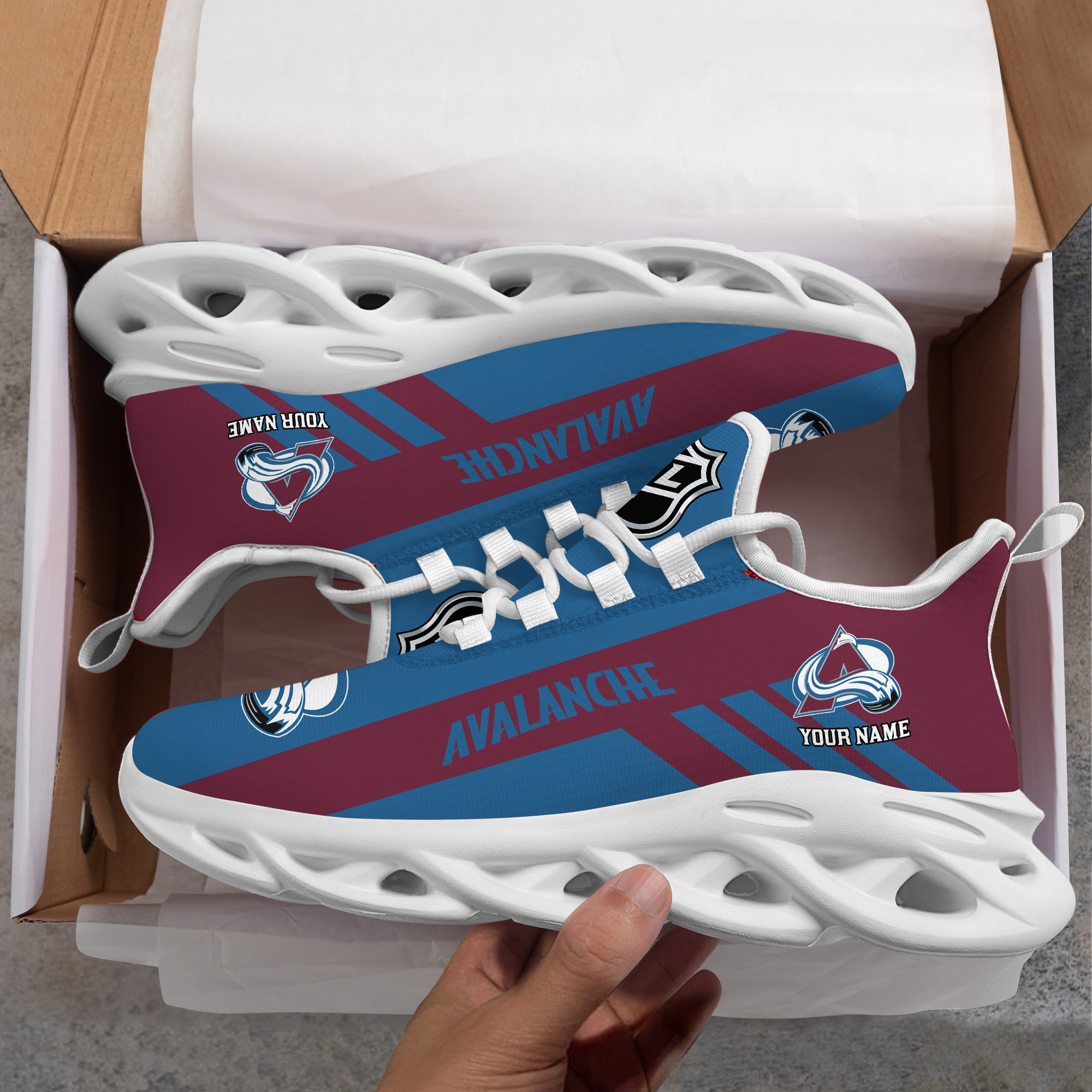 Custom Name Colorado Avalanche PERSONALIZED MAX SOUL SHOES DS004