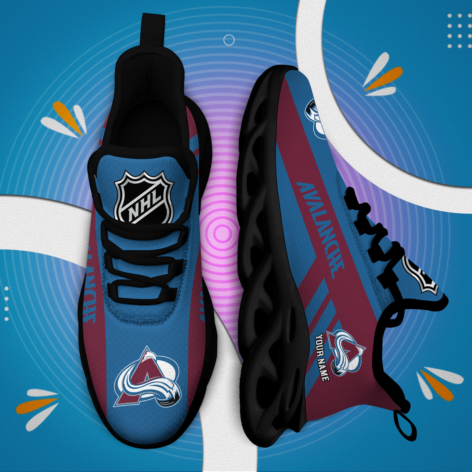 Custom Name Colorado Avalanche PERSONALIZED MAX SOUL SHOES DS004