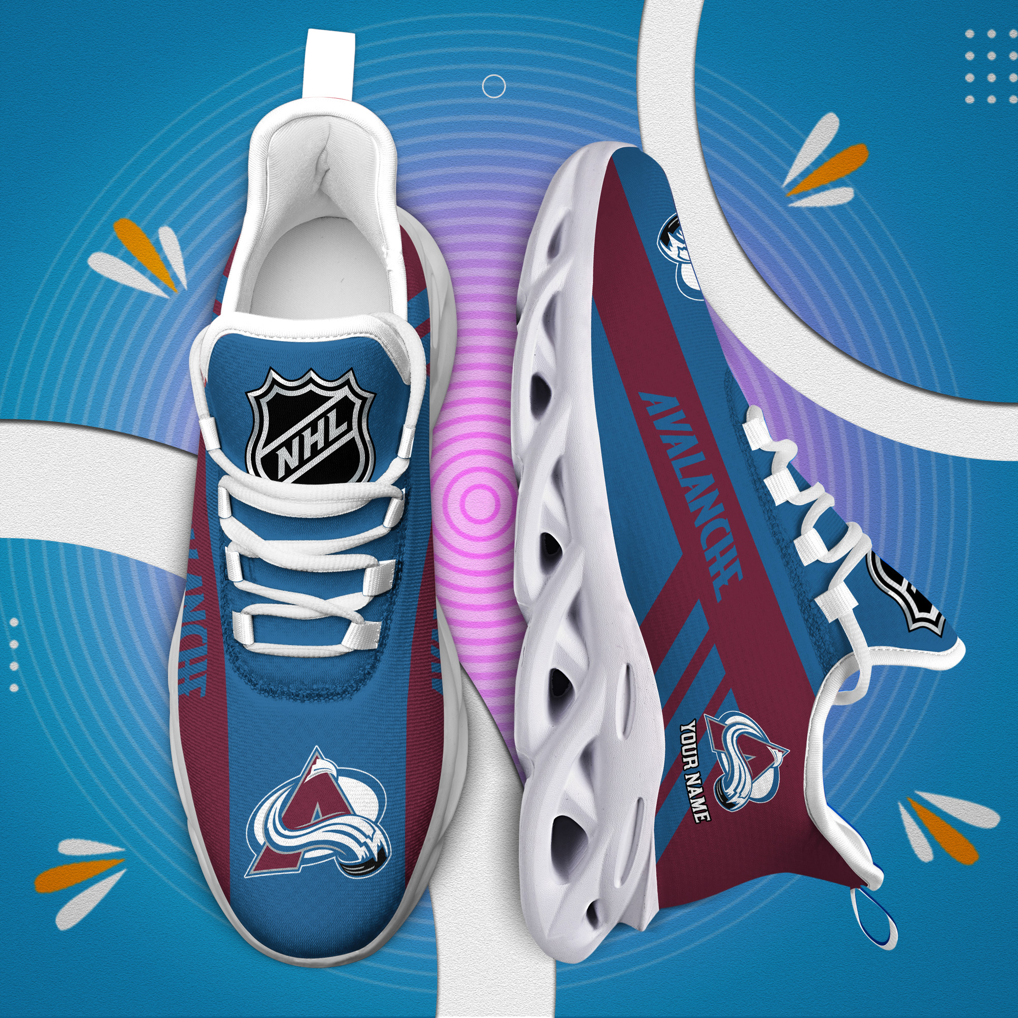 Custom Name Colorado Avalanche PERSONALIZED MAX SOUL SHOES DS004