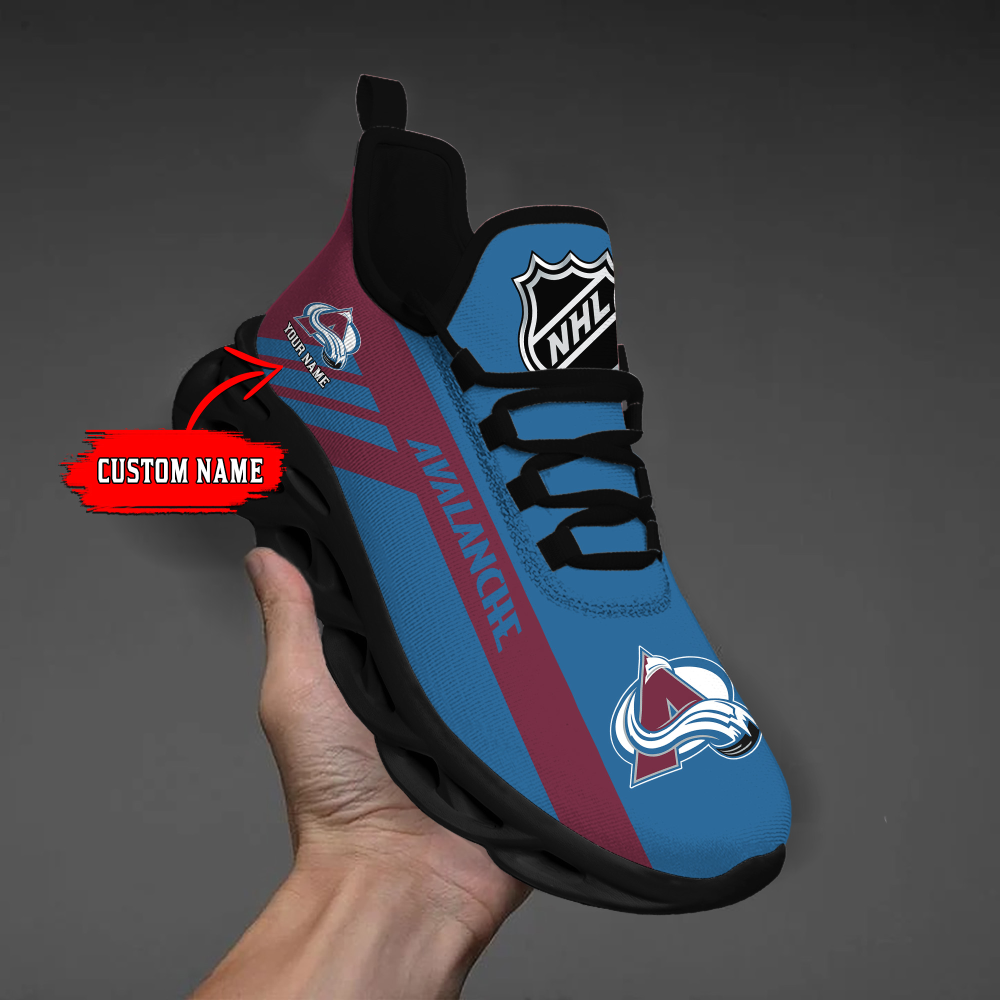 Custom Name Colorado Avalanche PERSONALIZED MAX SOUL SHOES DS004