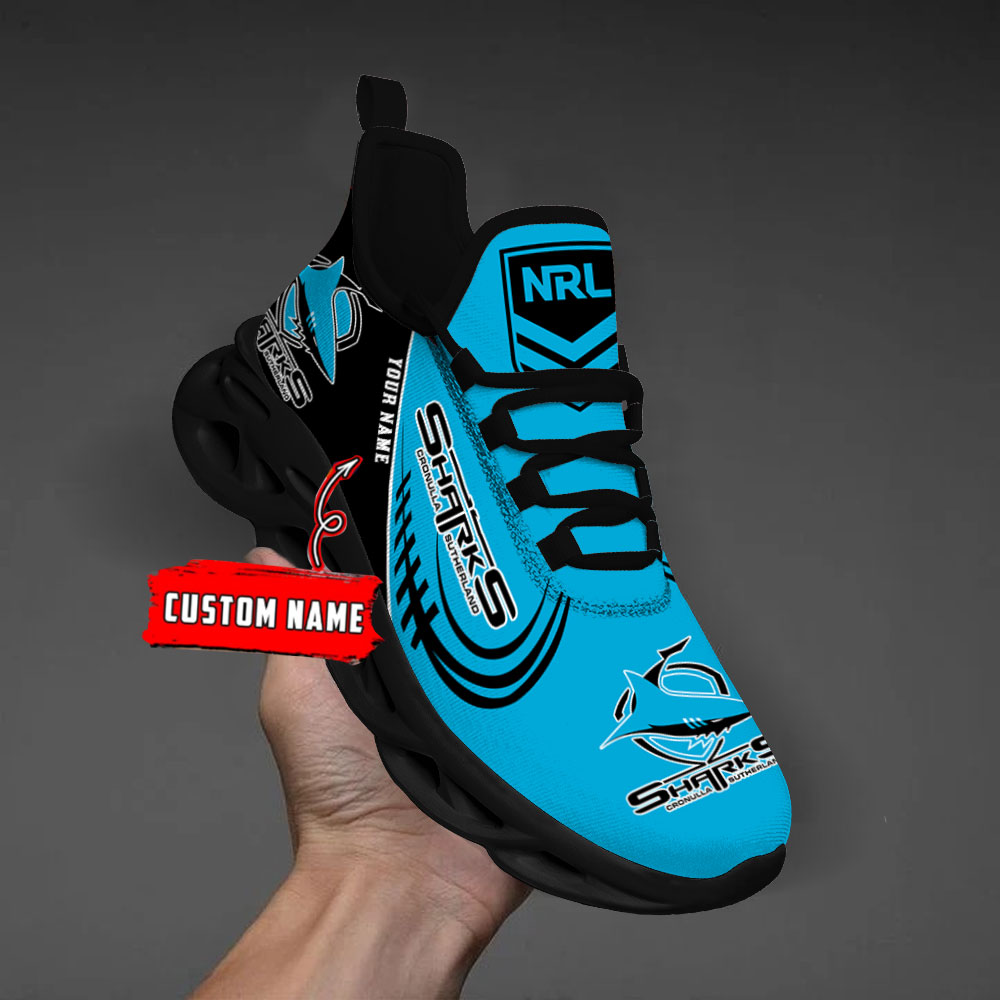 Custom Name Cronulla Sharks PERSONALIZED MAX SOUL SHOES DS006