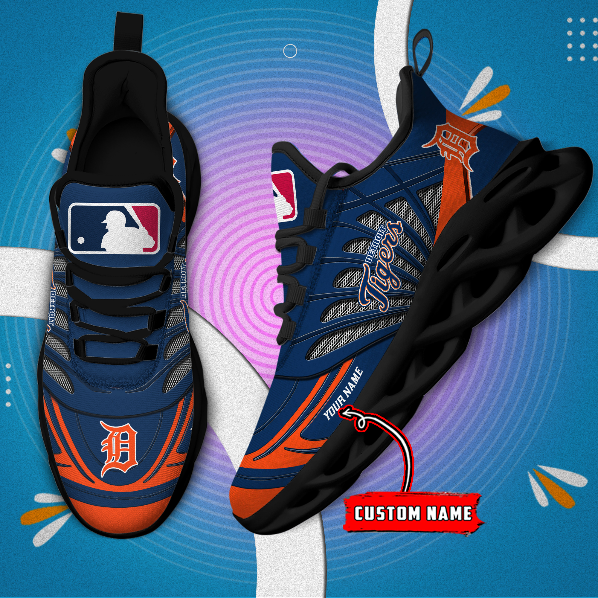 Custom Name Detroit Tigers PERSONALIZED MAX SOUL SHOES DS005