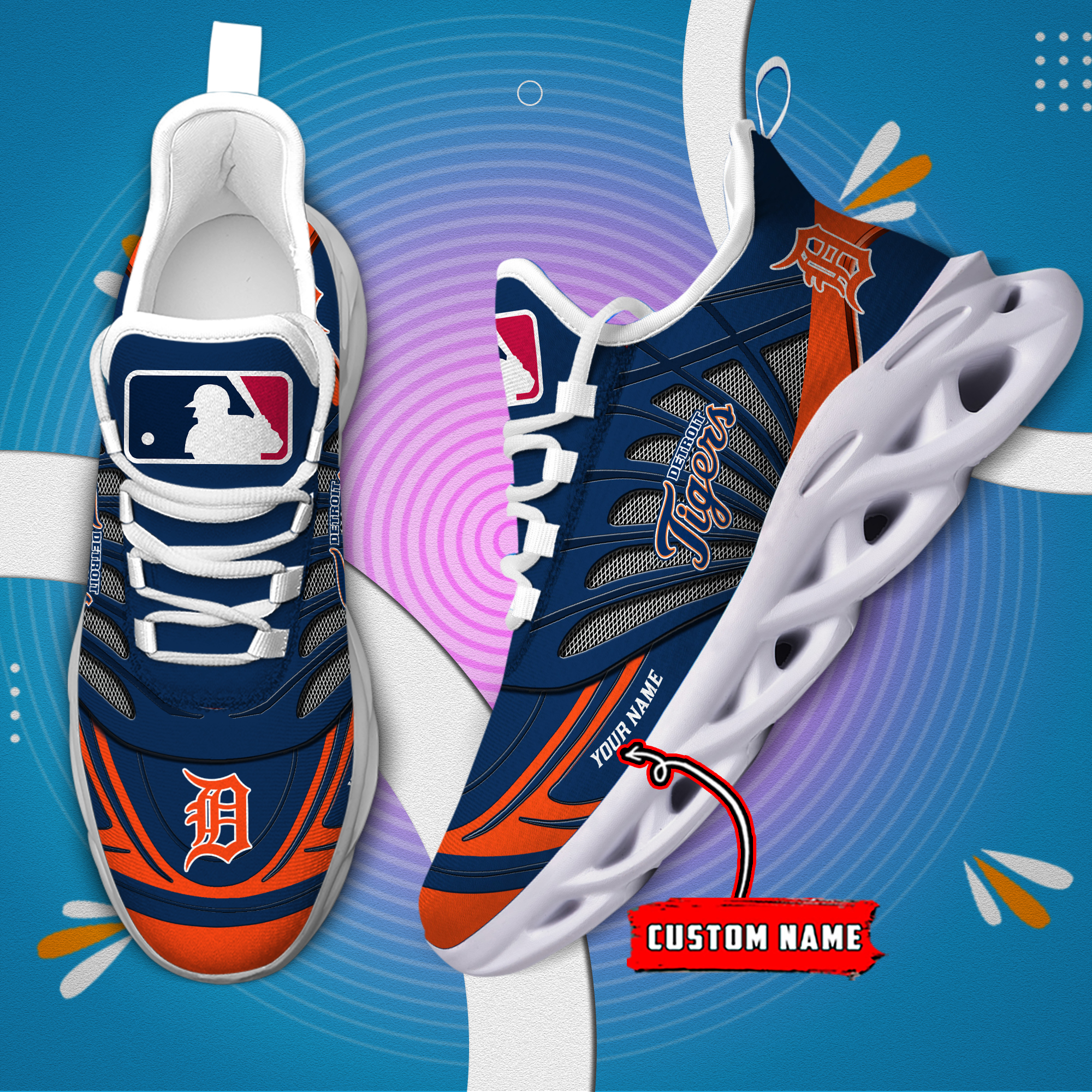 Custom Name Detroit Tigers PERSONALIZED MAX SOUL SHOES DS005