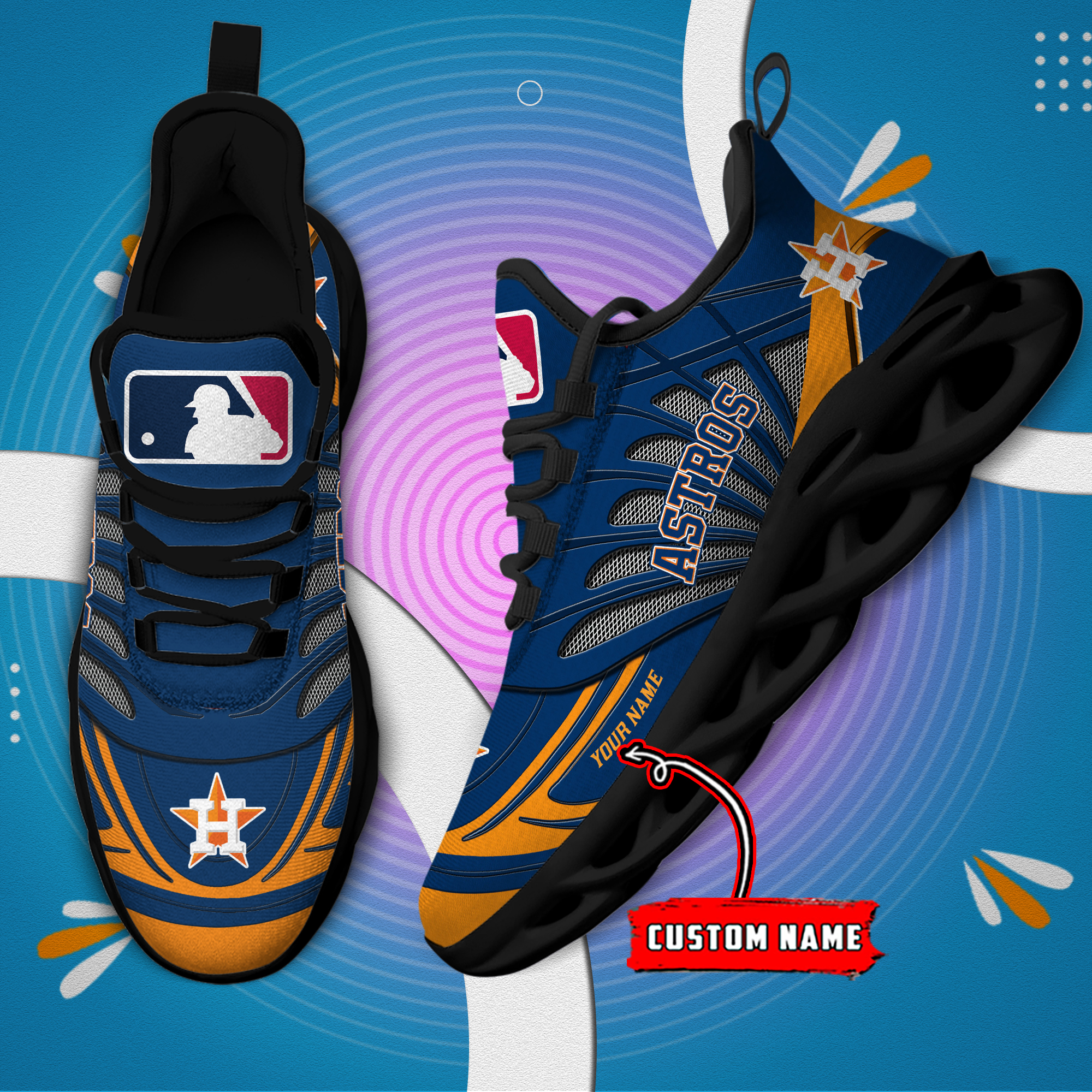 Custom Name Houston Astros PERSONALIZED MAX SOUL SHOES DS005