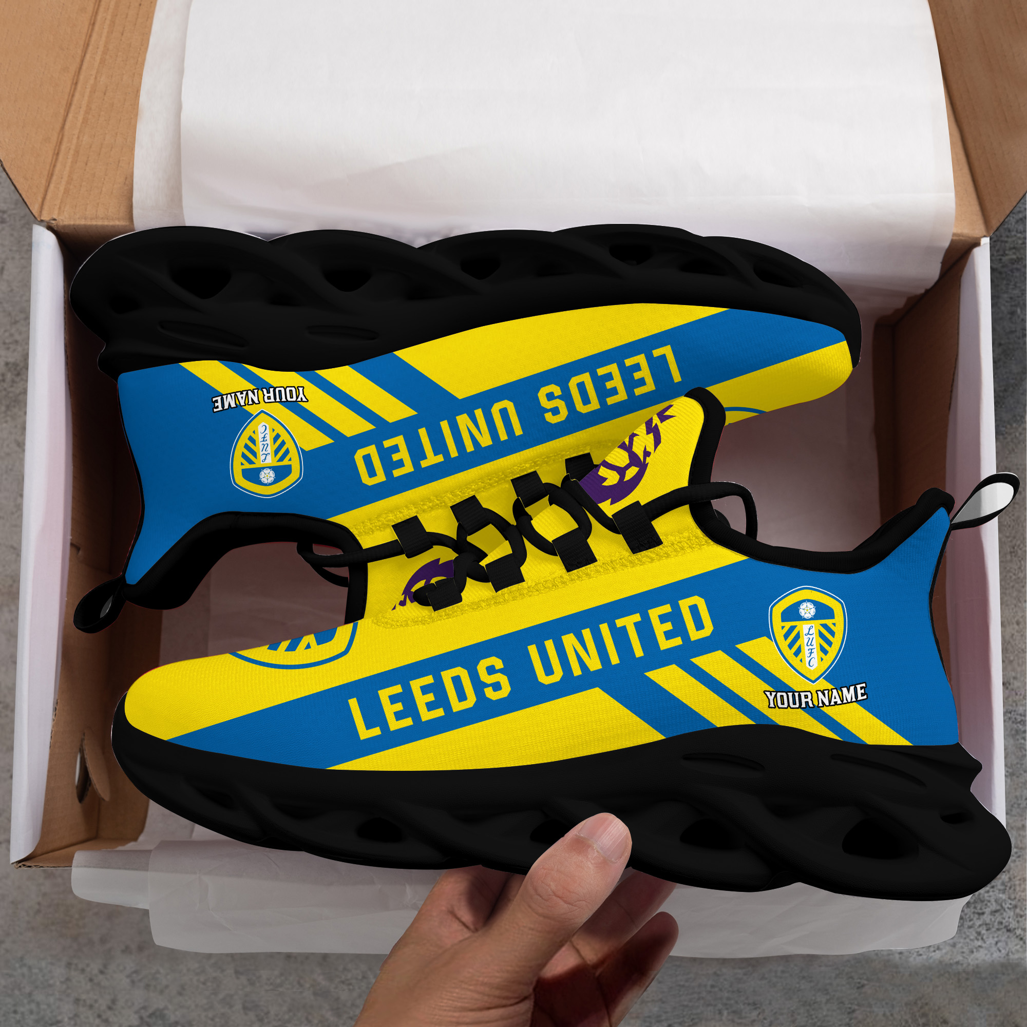 Custom Name Leeds United PERSONALIZED MAX SOUL SHOES DS006 EPL