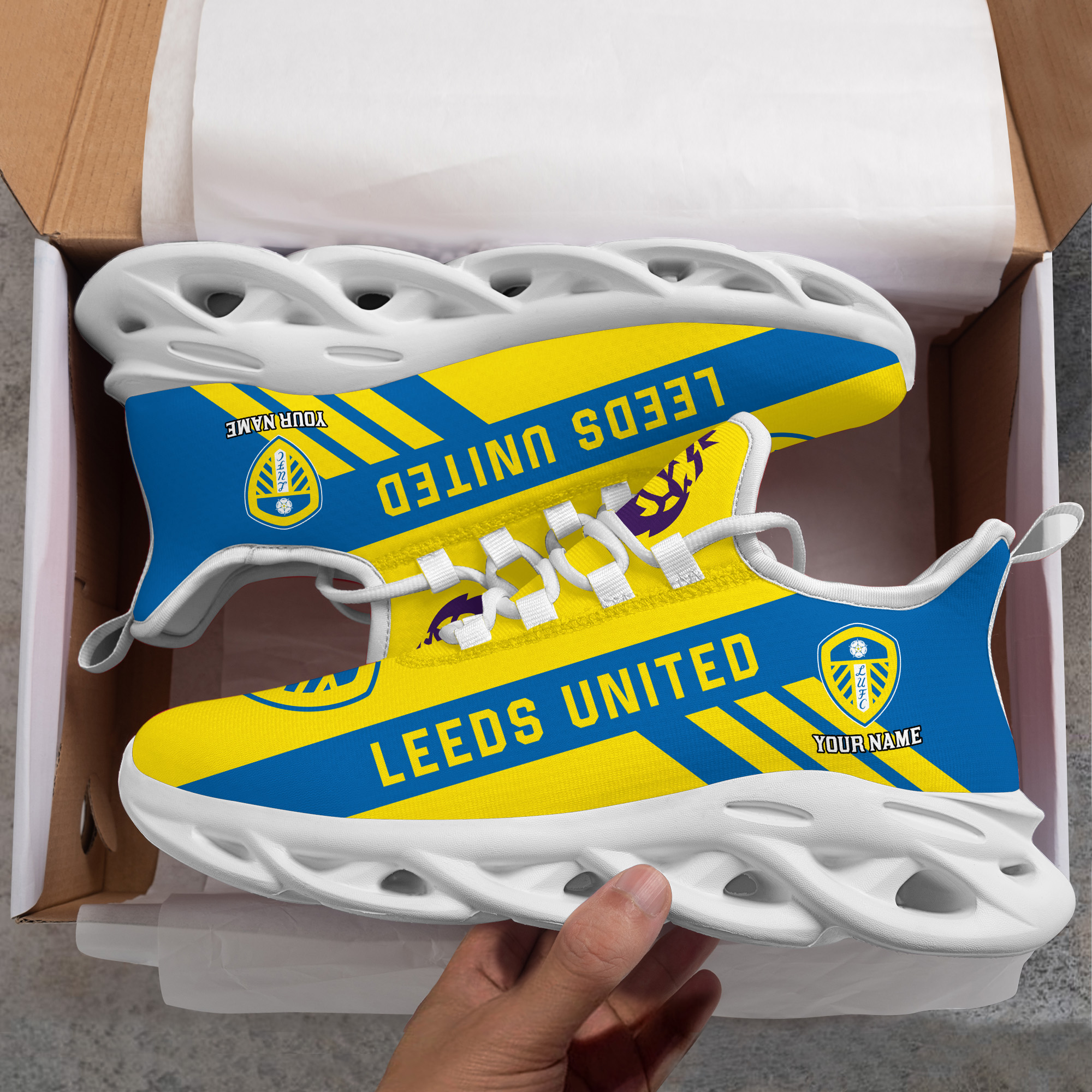 Custom Name Leeds United PERSONALIZED MAX SOUL SHOES DS006 EPL