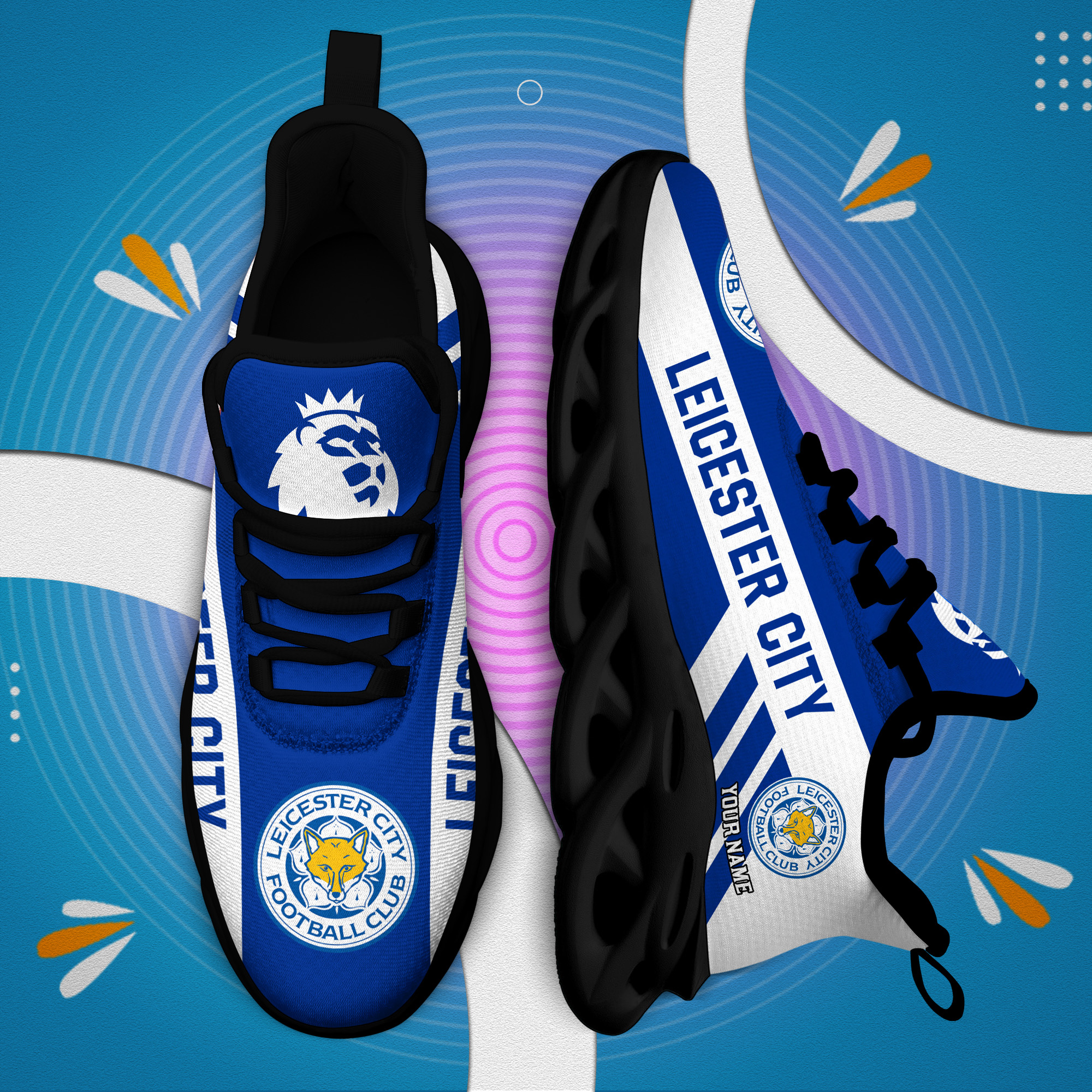 Custom Name Leicester City PERSONALIZED MAX SOUL SHOES DS006 EPL