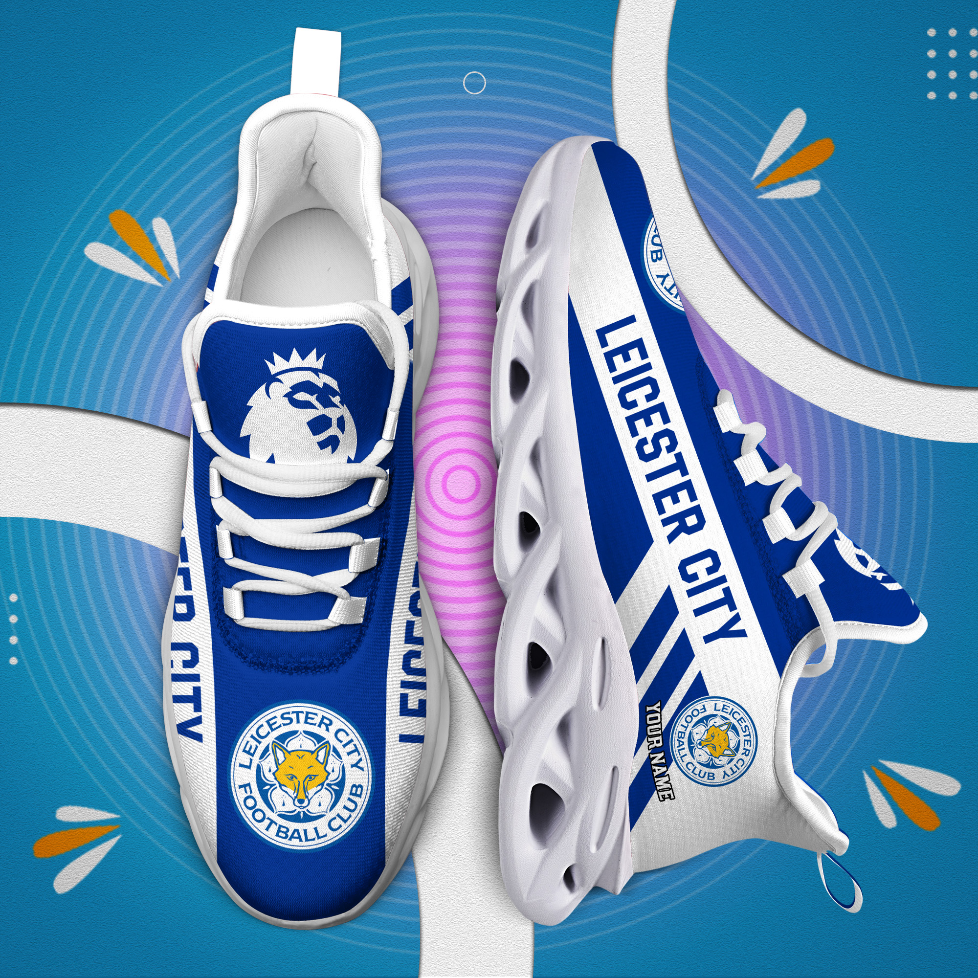 Custom Name Leicester City PERSONALIZED MAX SOUL SHOES DS006 EPL
