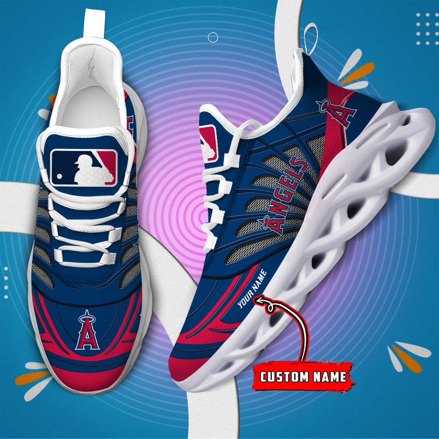 Custom Name Los Angeles Angels PERSONALIZED MAX SOUL SHOES DS005