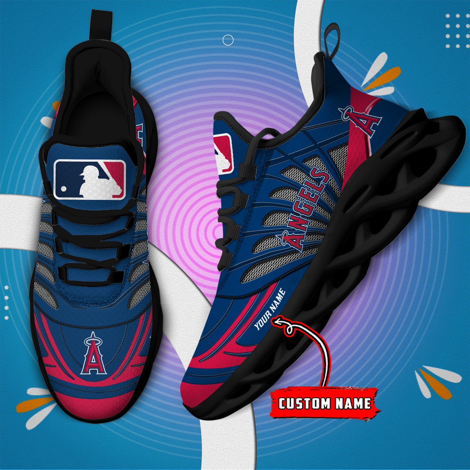 Custom Name Los Angeles Angels PERSONALIZED MAX SOUL SHOES DS005