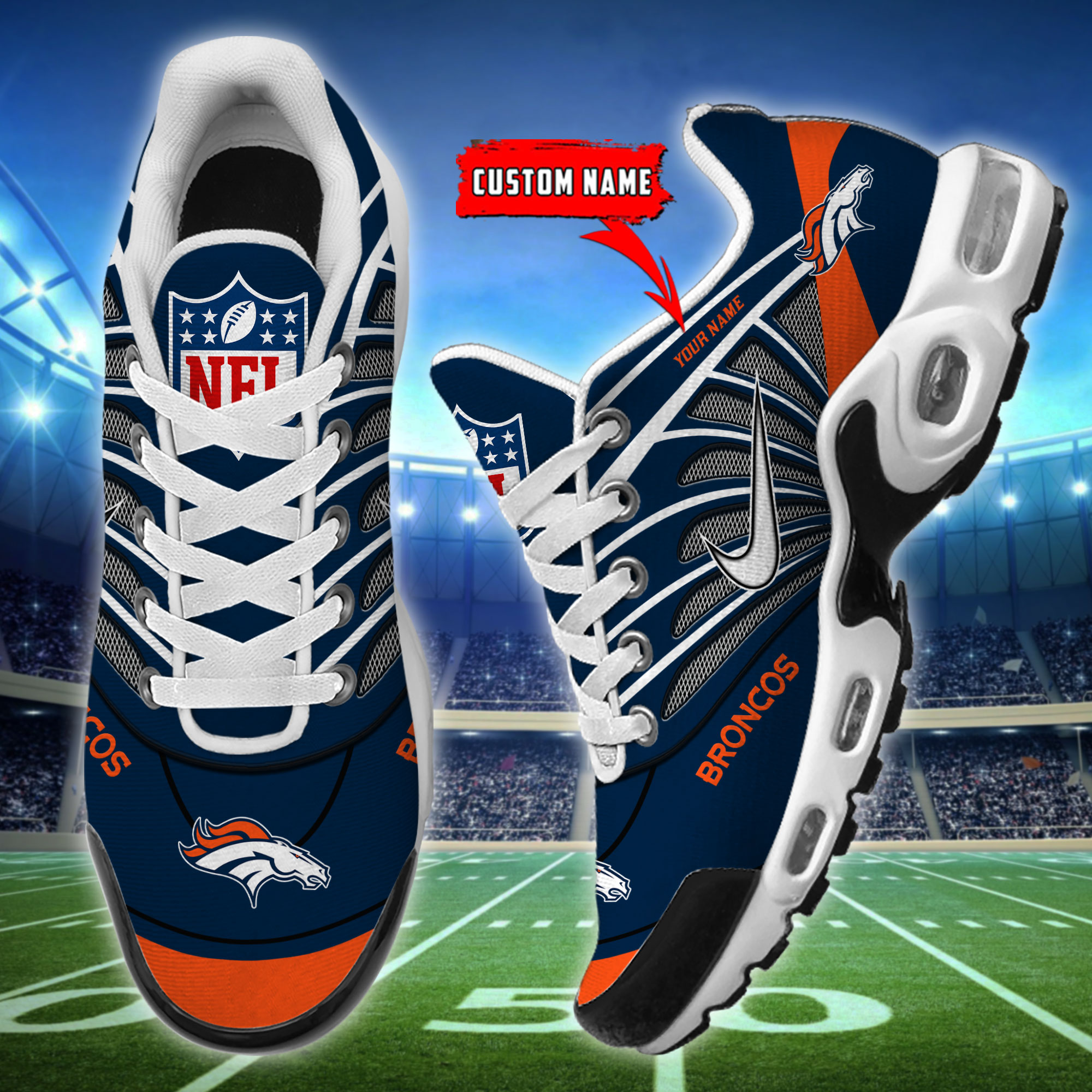 Customize Your Name with Denver Broncos Ver 39 Sport Shoes