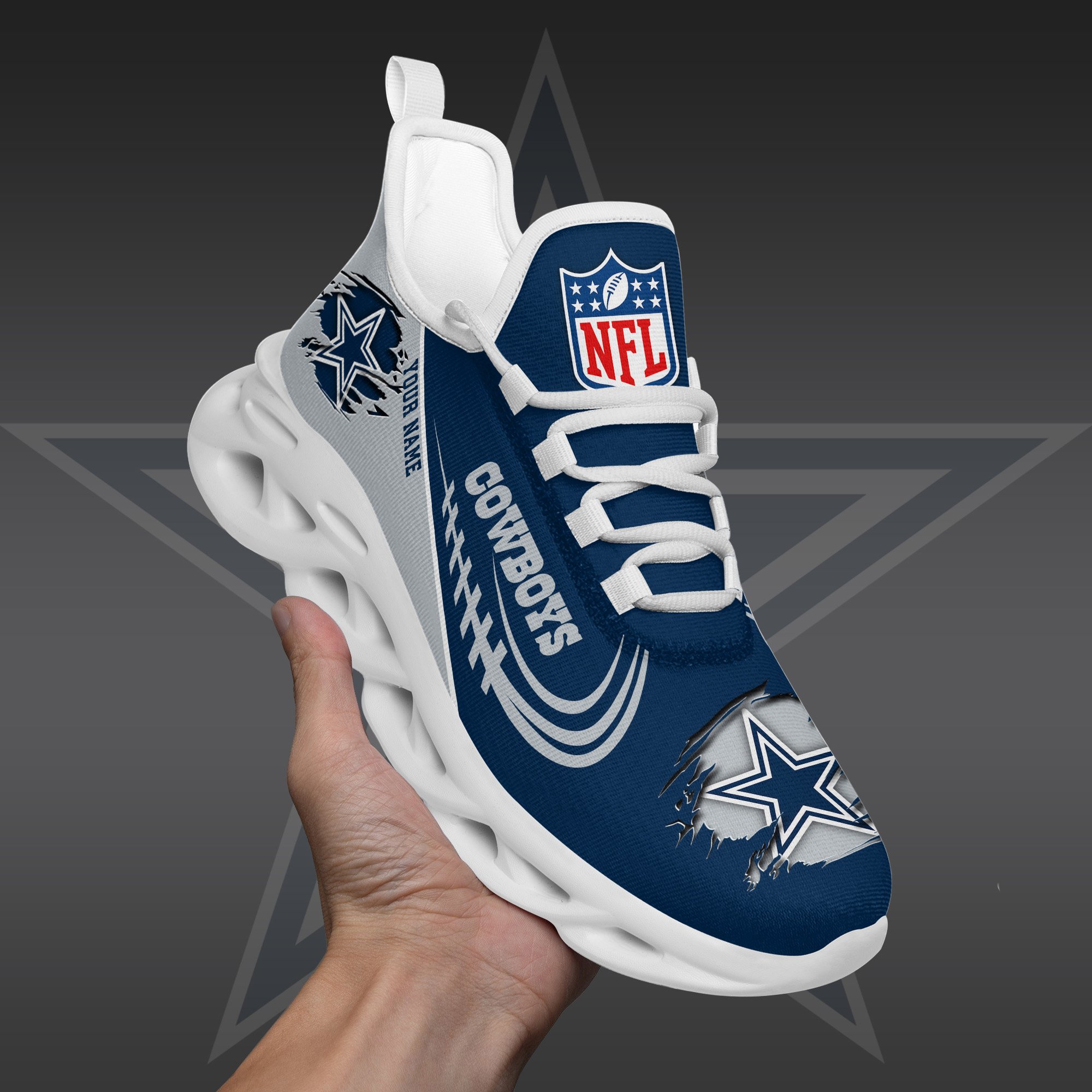 Dallas Cowboys Black Max Soul Shoes 2026 Versions Custom Name 003