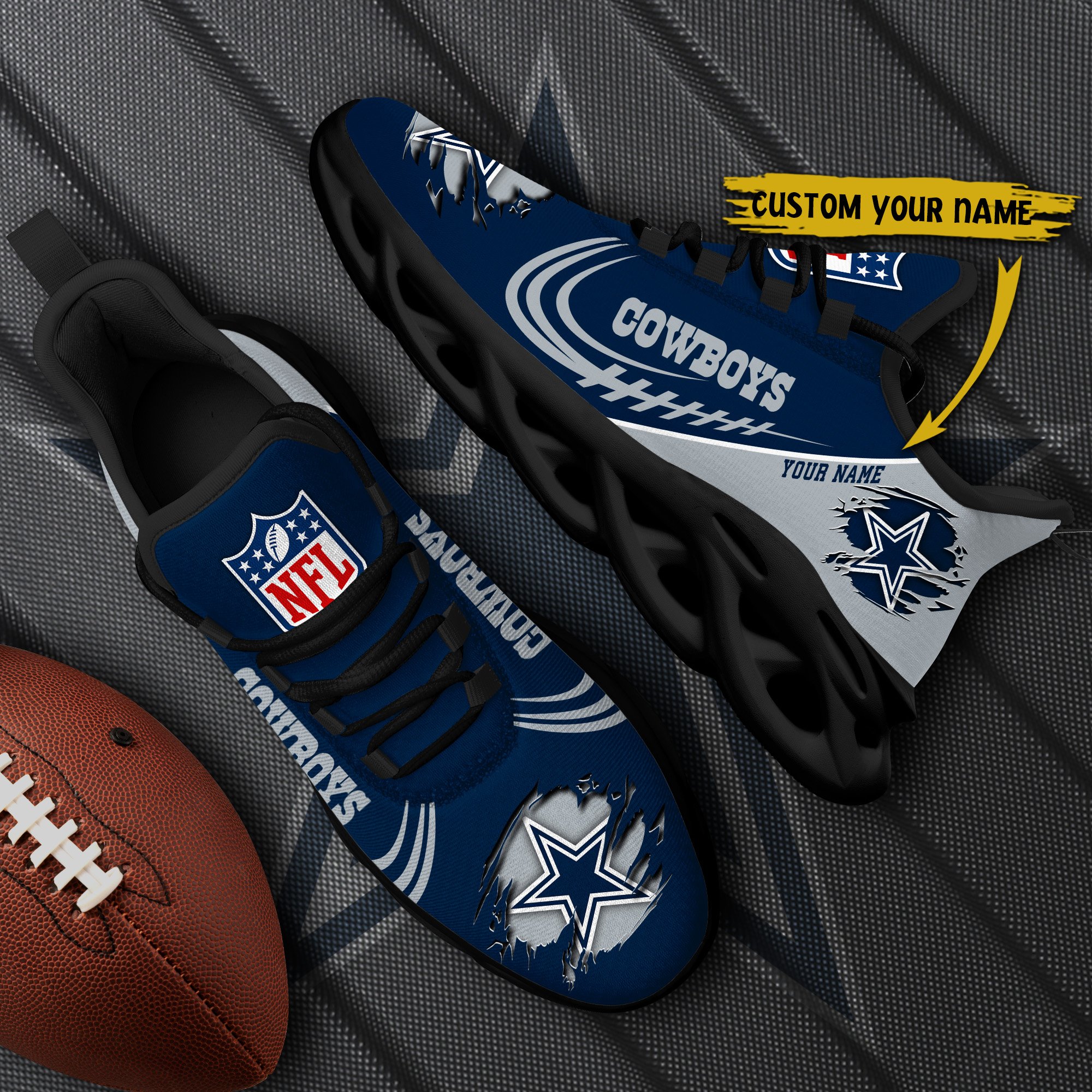 Dallas Cowboys Black Max Soul Shoes 2026 Versions Custom Name 003