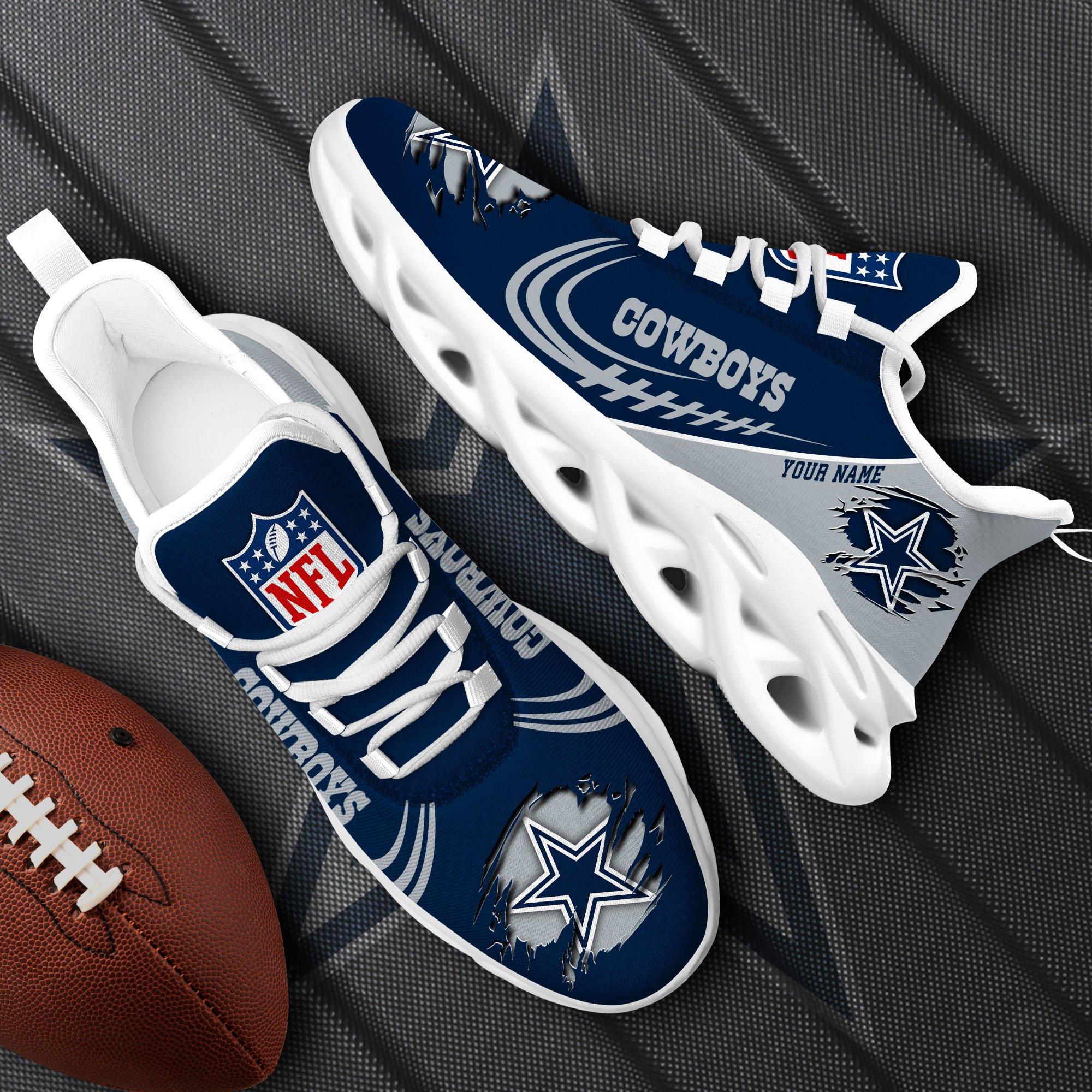 Dallas Cowboys Black Max Soul Shoes 2026 Versions Custom Name 003