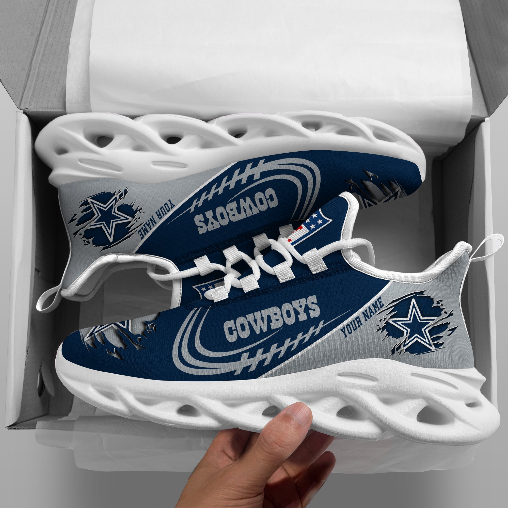 Dallas Cowboys Black Max Soul Shoes 2026 Versions Custom Name 003