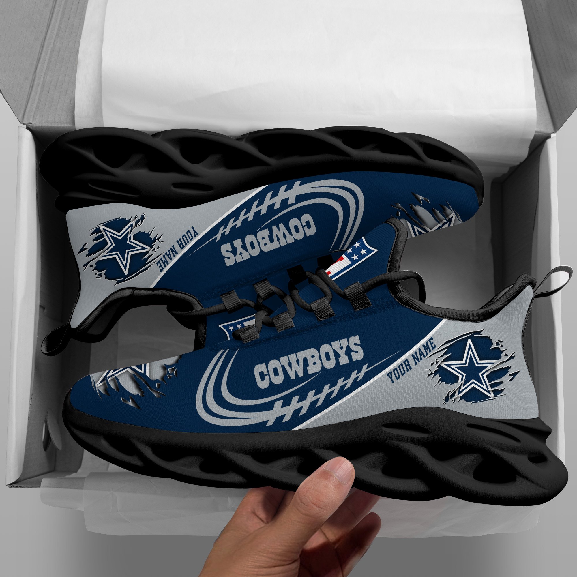 Dallas Cowboys Black Max Soul Shoes 2026 Versions Custom Name 003