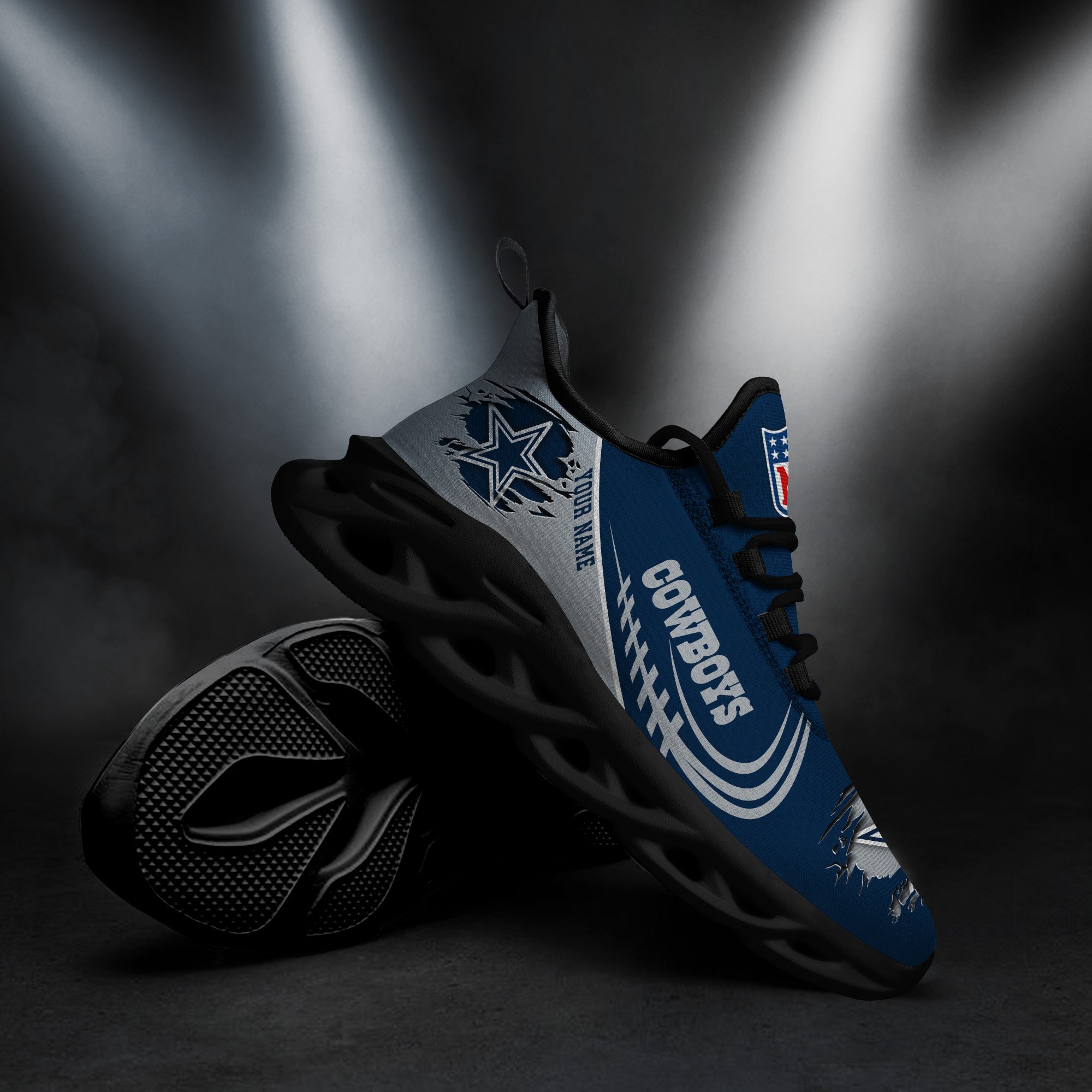 Dallas Cowboys Black Max Soul Shoes 2026 Versions Custom Name 003