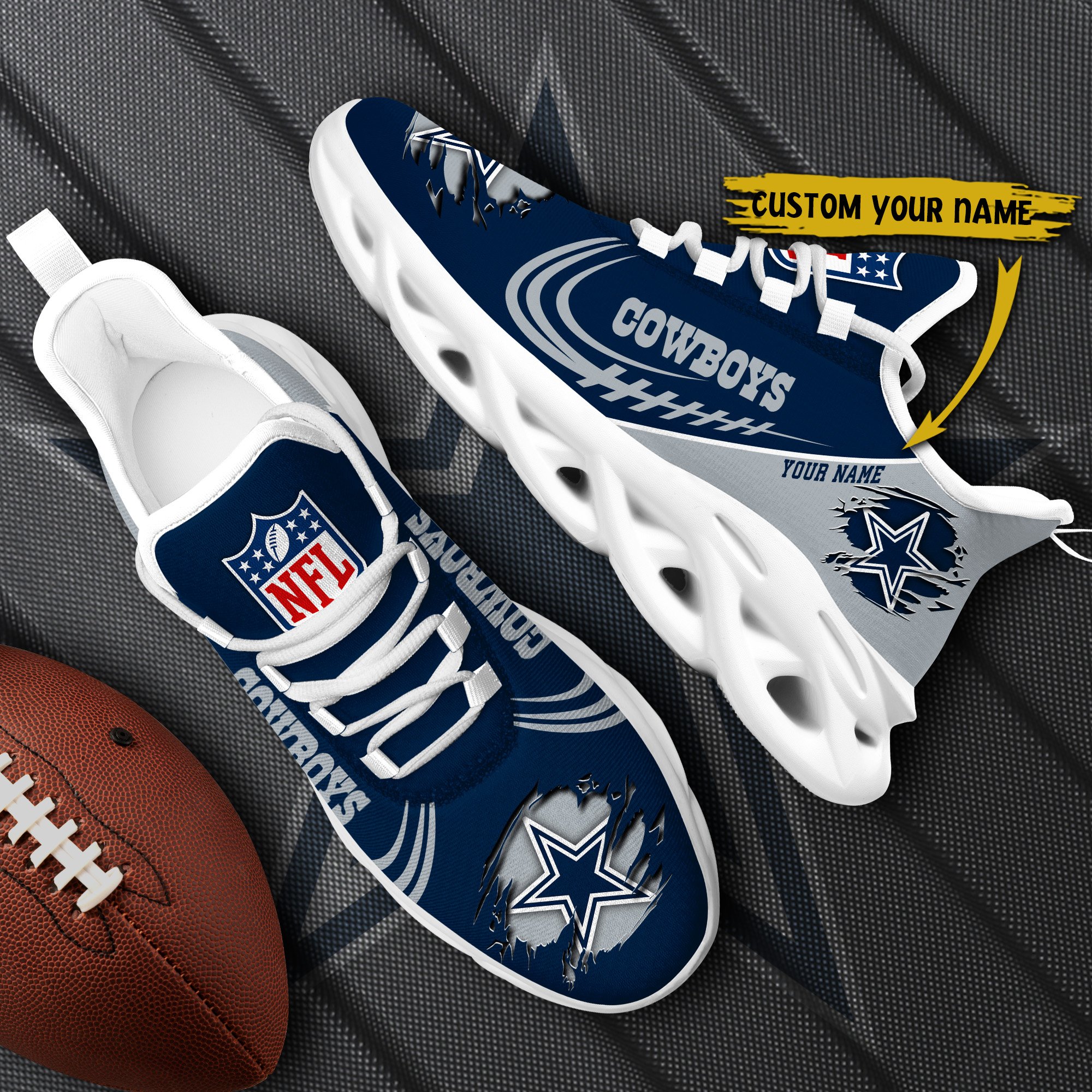 Dallas Cowboys Black Max Soul Shoes 2026 Versions Custom Name 003