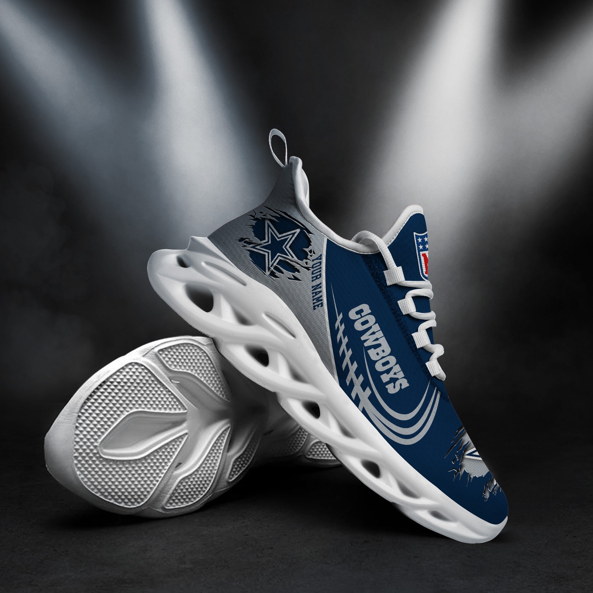 Dallas Cowboys Black Max Soul Shoes 2026 Versions Custom Name 003