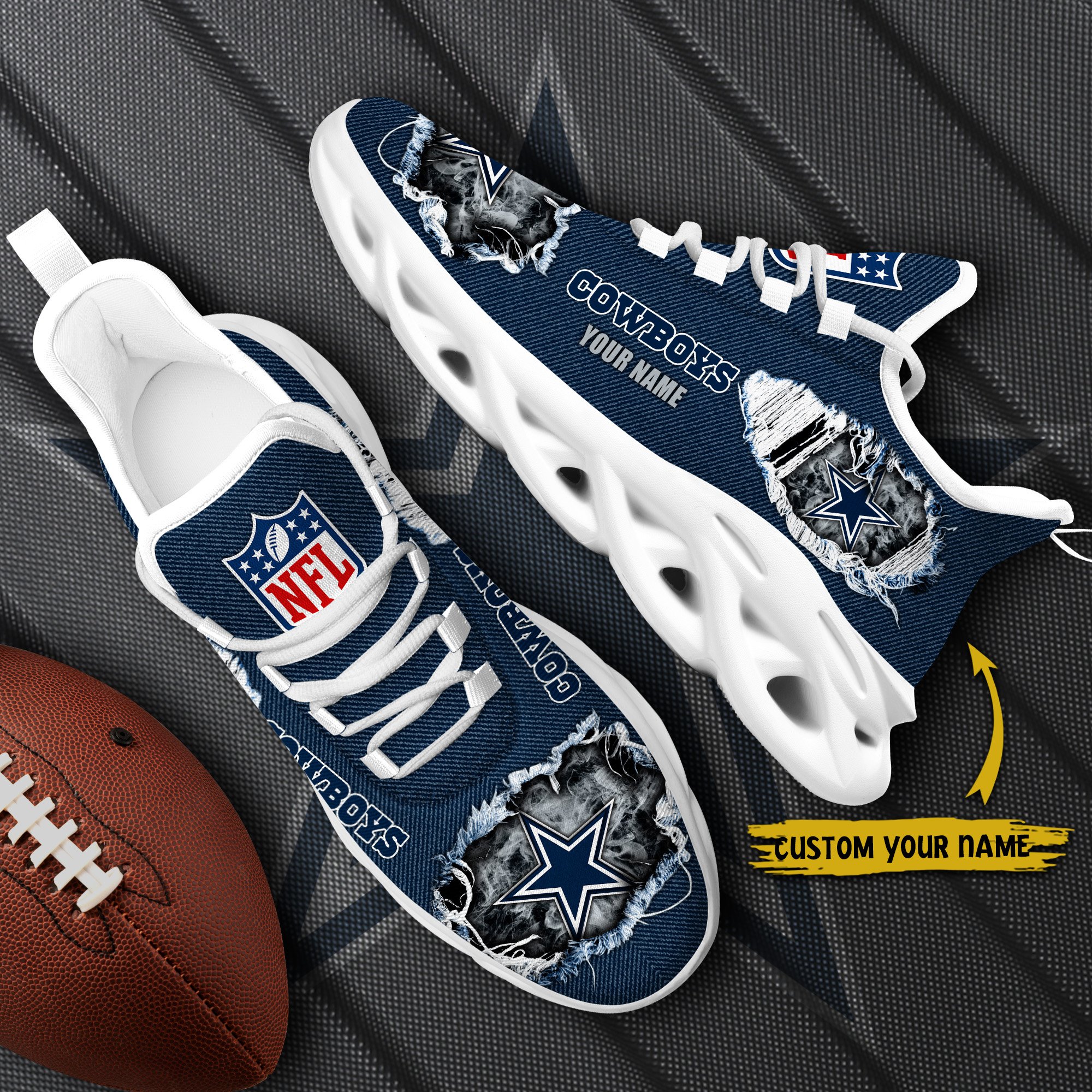 Dallas Cowboys Black Max Soul Shoes 2026 Versions Custom Name 554