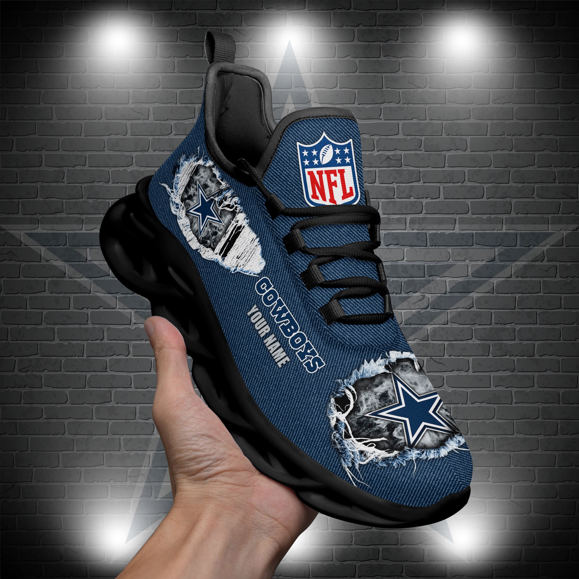 Dallas Cowboys Black Max Soul Shoes 2026 Versions Custom Name 554