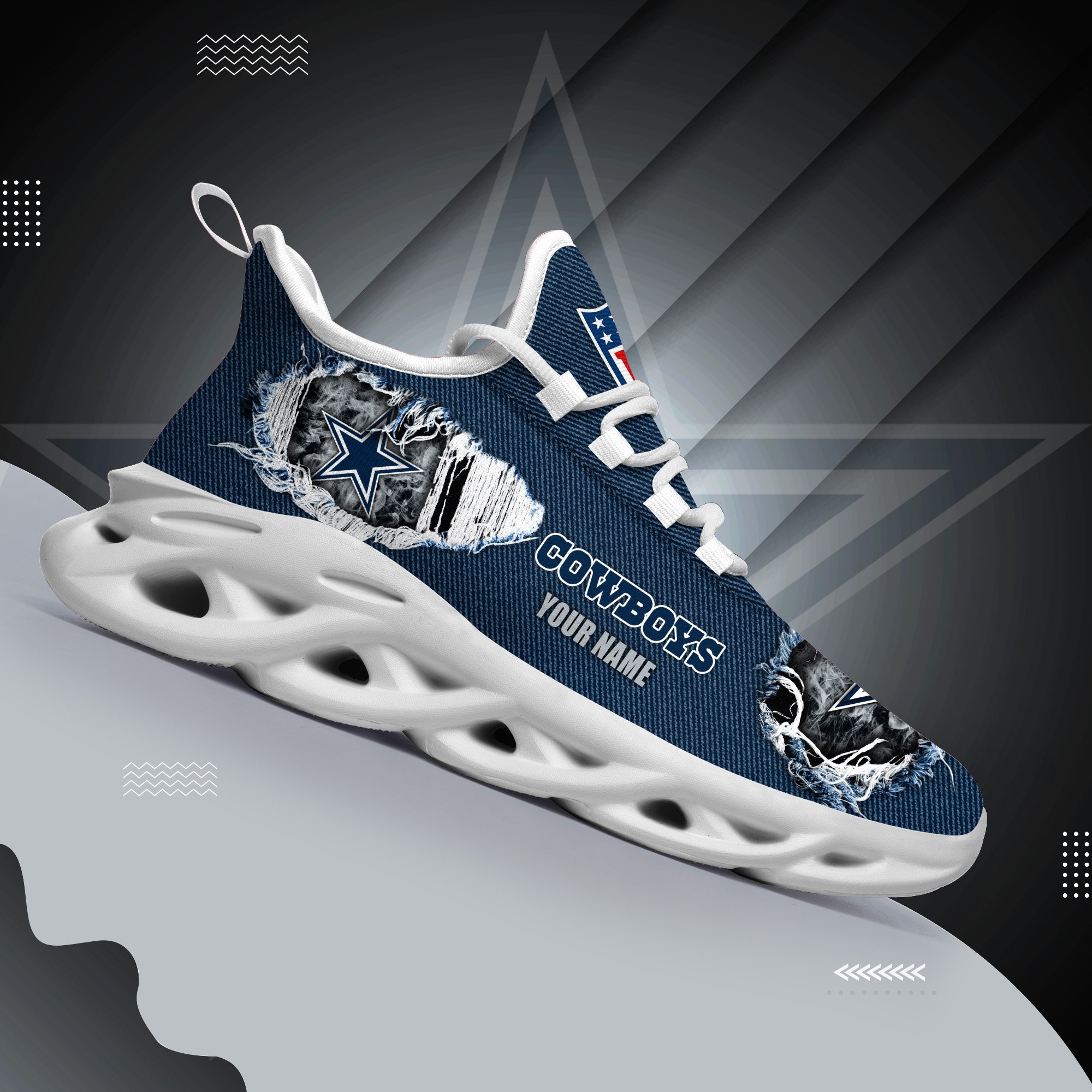 Dallas Cowboys Black Max Soul Shoes 2026 Versions Custom Name 554