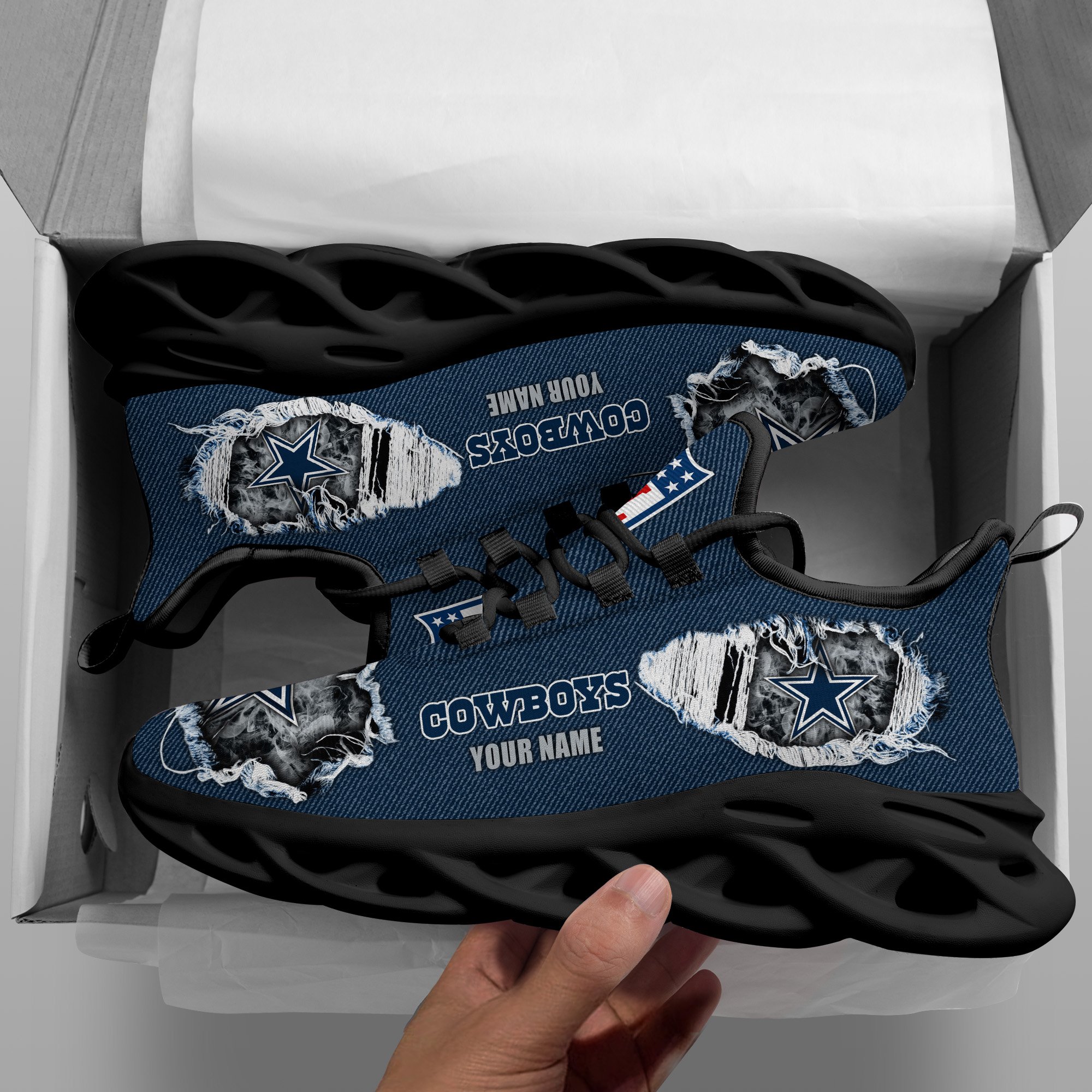 Dallas Cowboys Black Max Soul Shoes 2026 Versions Custom Name 554