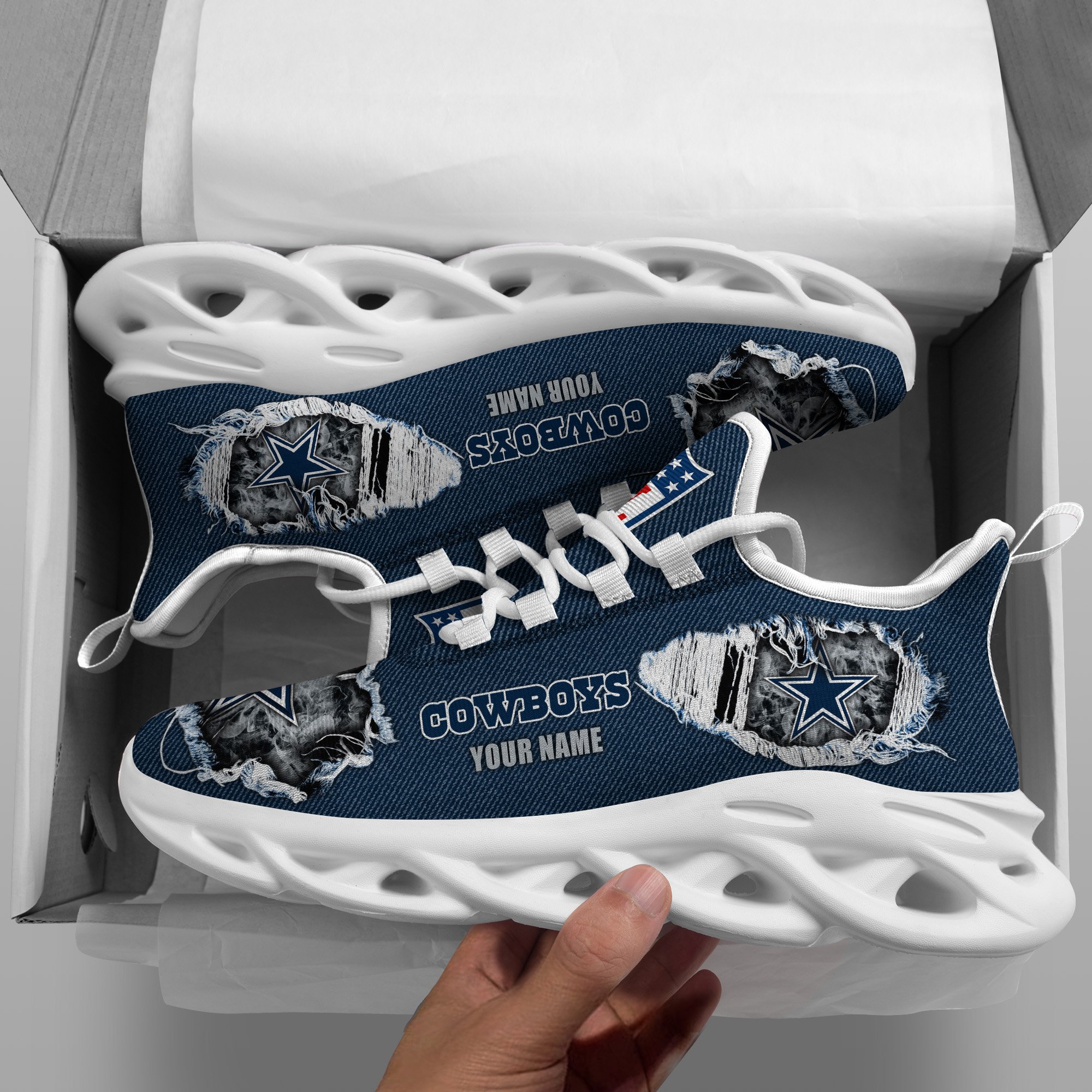 Dallas Cowboys Black Max Soul Shoes 2026 Versions Custom Name 554