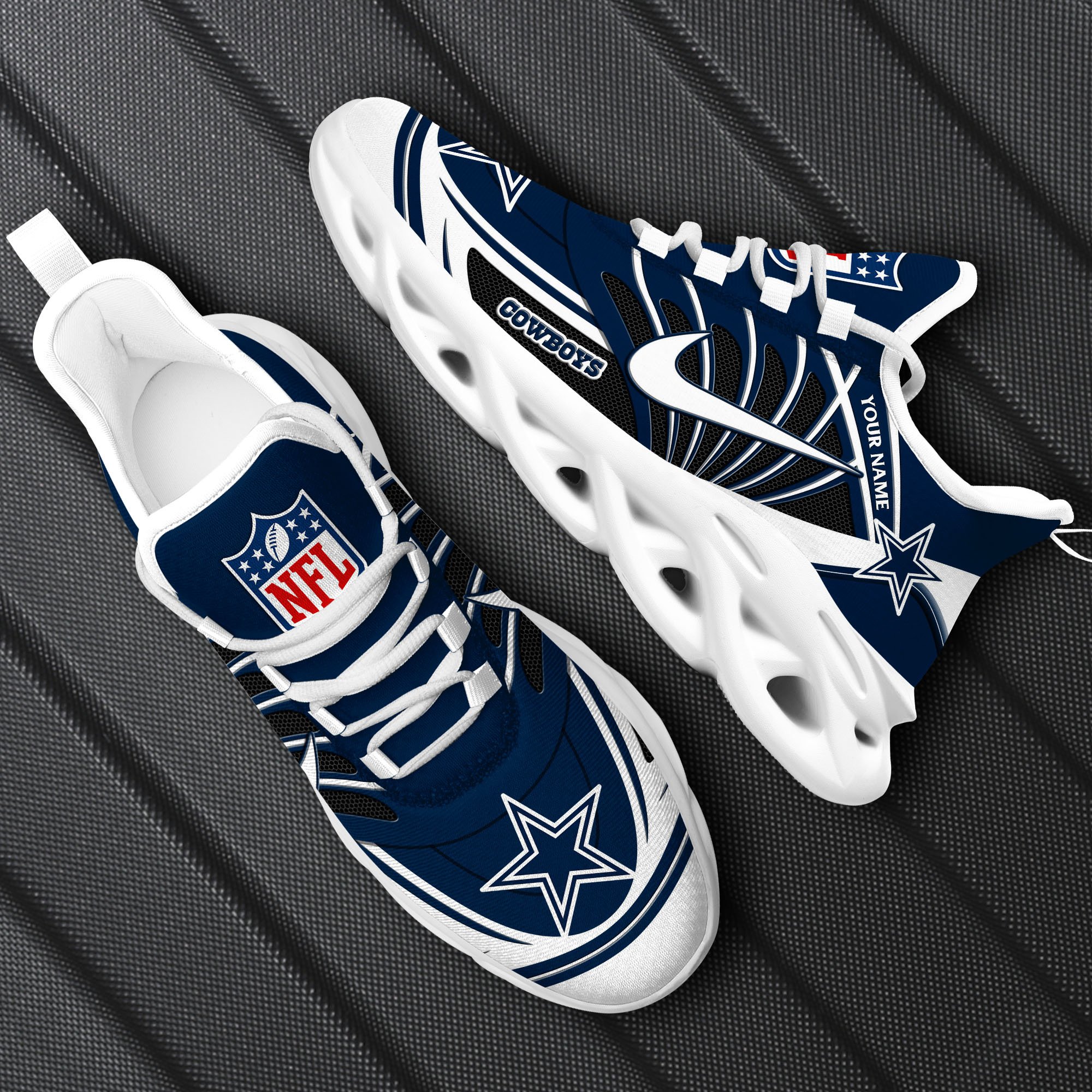 Dallas Cowboys Black Max Soul Shoes 2026 Versions Custom Name 898