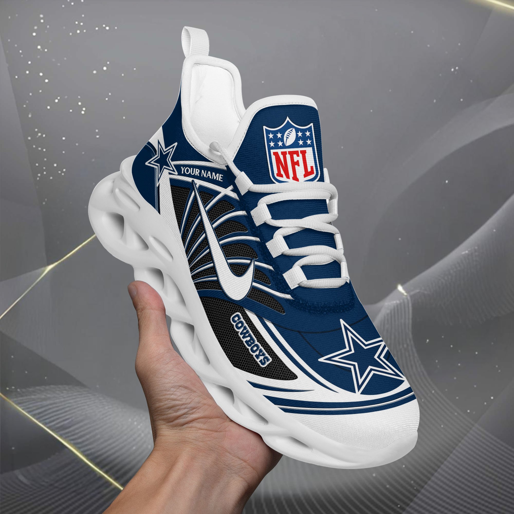 Dallas Cowboys Black Max Soul Shoes 2026 Versions Custom Name 898