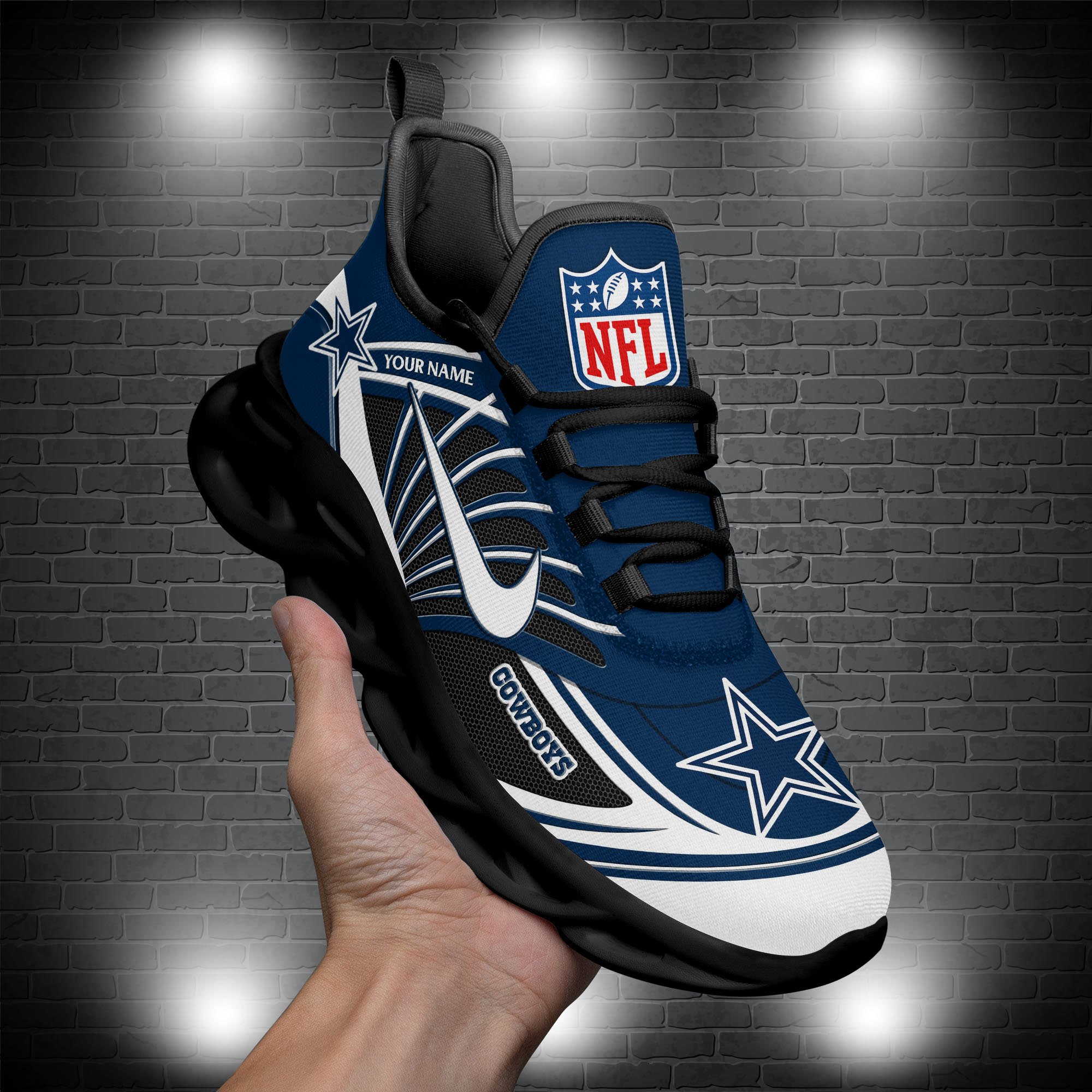 Dallas Cowboys Black Max Soul Shoes 2026 Versions Custom Name 898