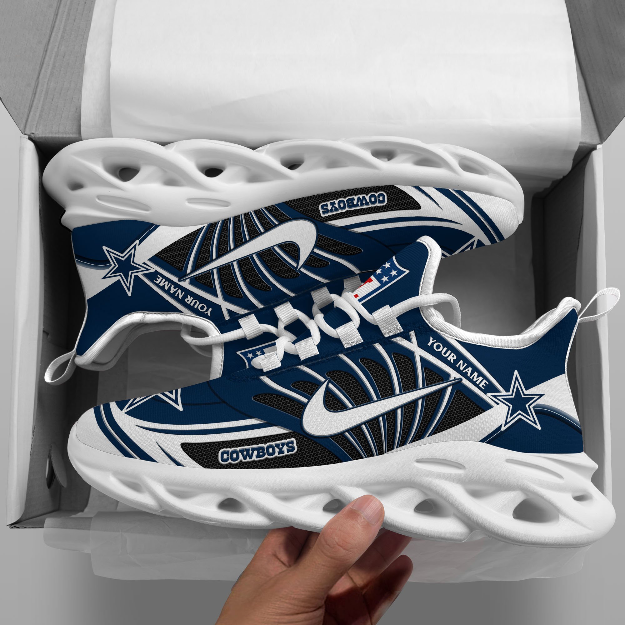 Dallas Cowboys Black Max Soul Shoes 2026 Versions Custom Name 898