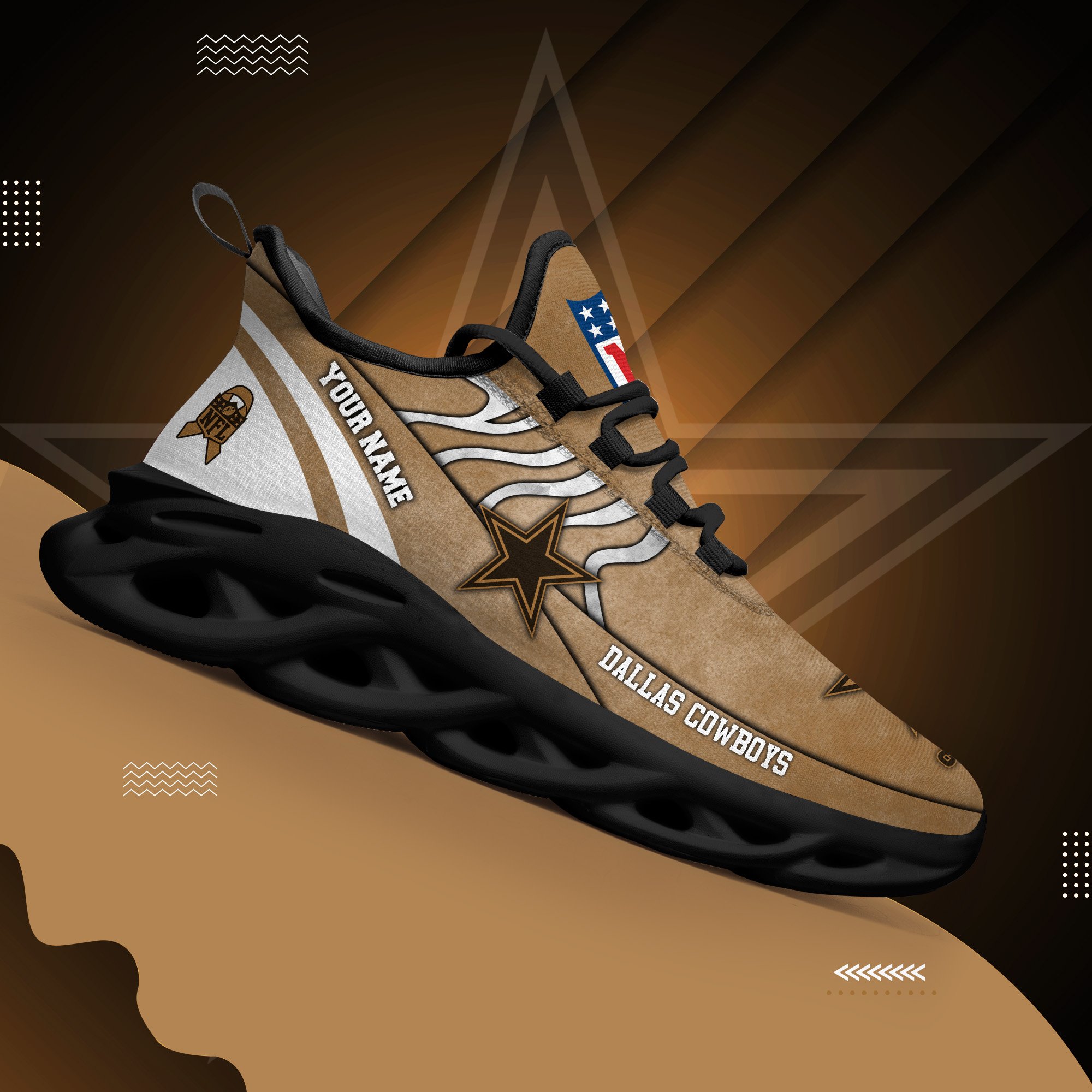 Dallas Cowboys Black Max Soul Shoes 2026 Versions Custom Your Name And Number 264