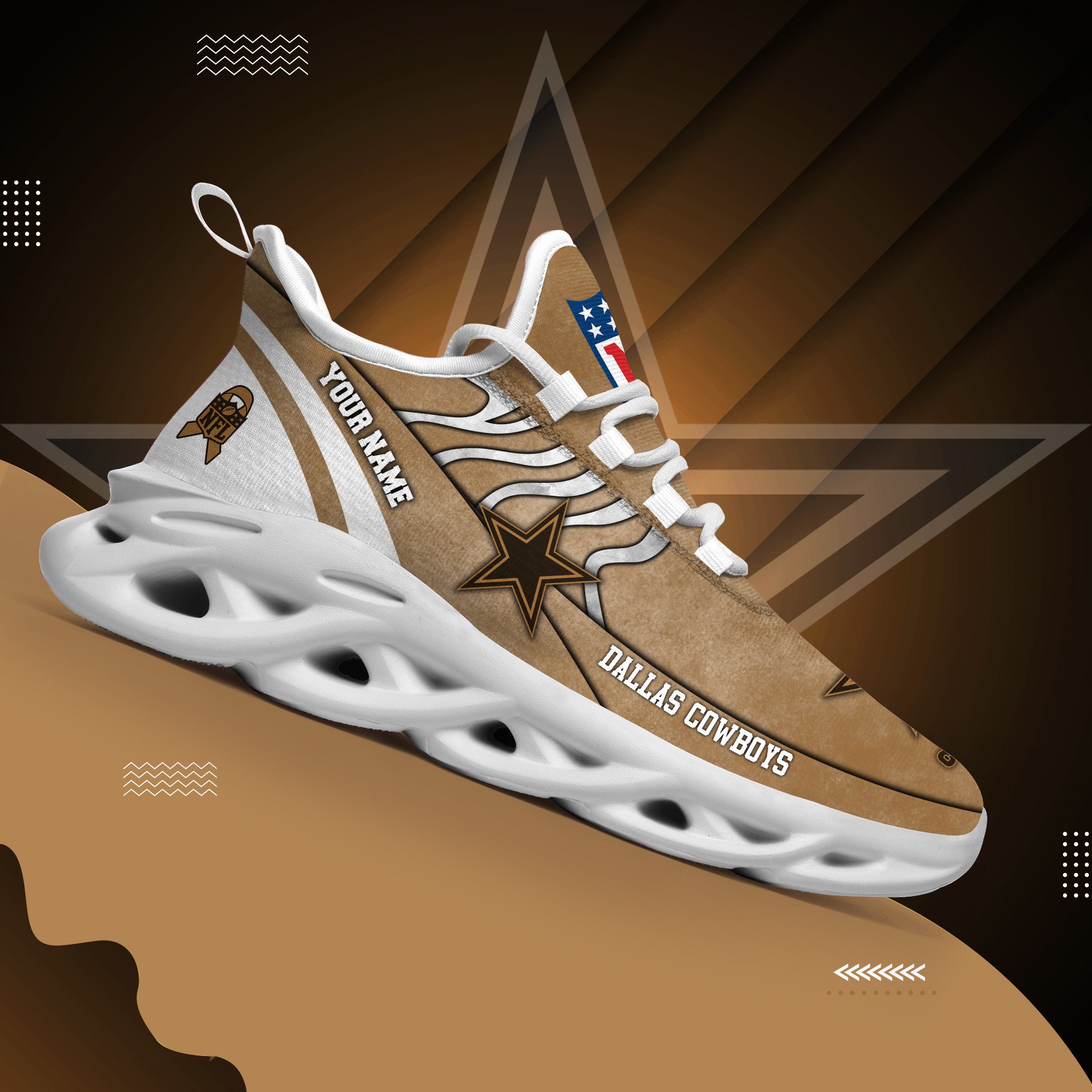 Dallas Cowboys Black Max Soul Shoes 2026 Versions Custom Your Name And Number 264