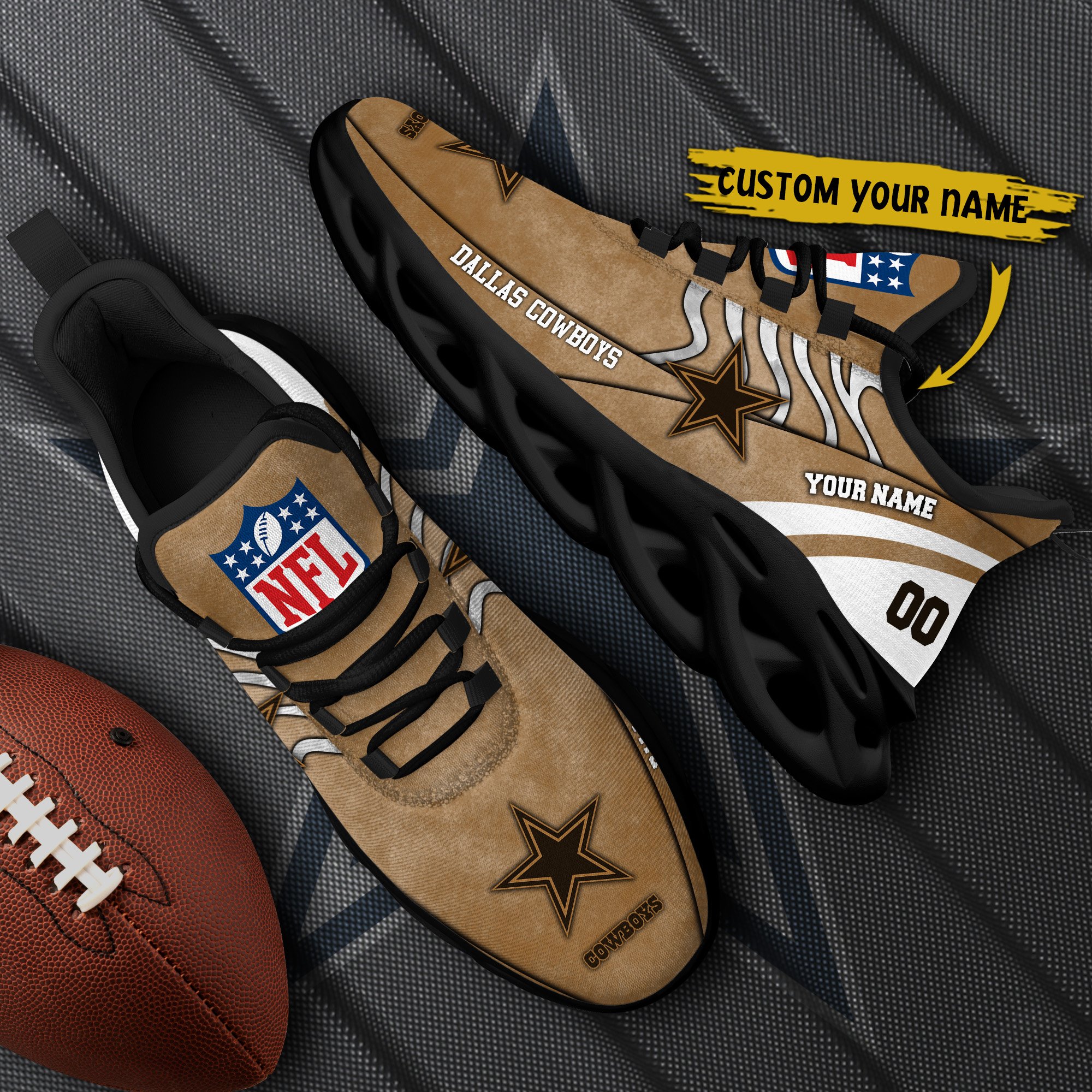 Dallas Cowboys Black Max Soul Shoes 2026 Versions Custom Your Name And Number 264