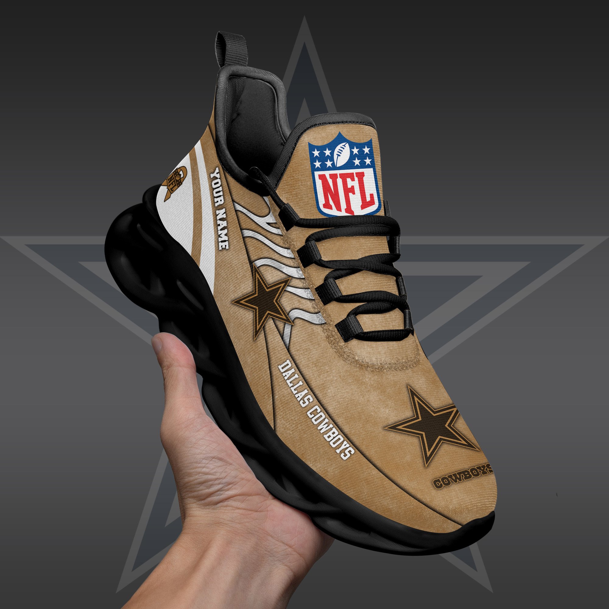 Dallas Cowboys Black Max Soul Shoes 2026 Versions Custom Your Name And Number 264
