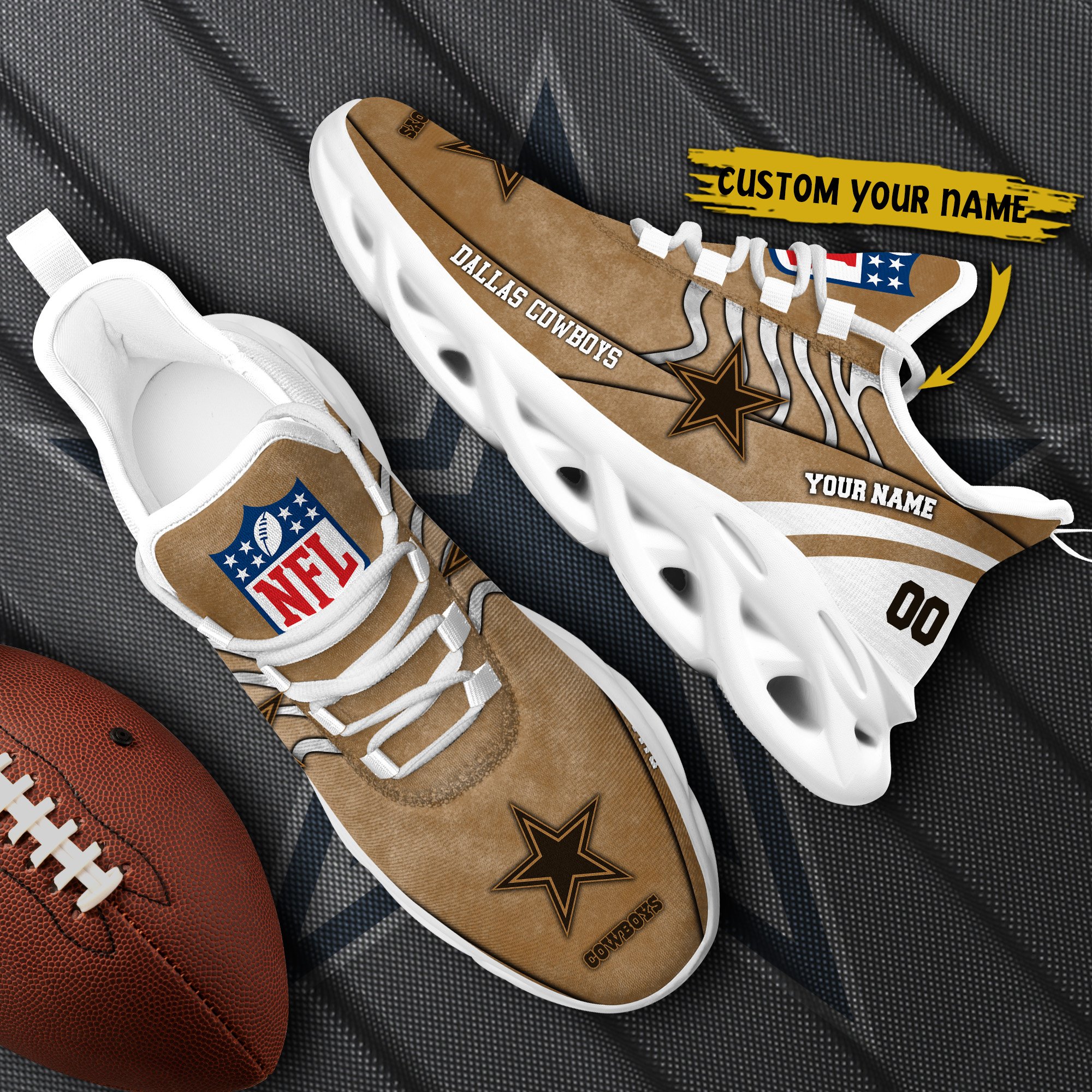 Dallas Cowboys Black Max Soul Shoes 2026 Versions Custom Your Name And Number 264