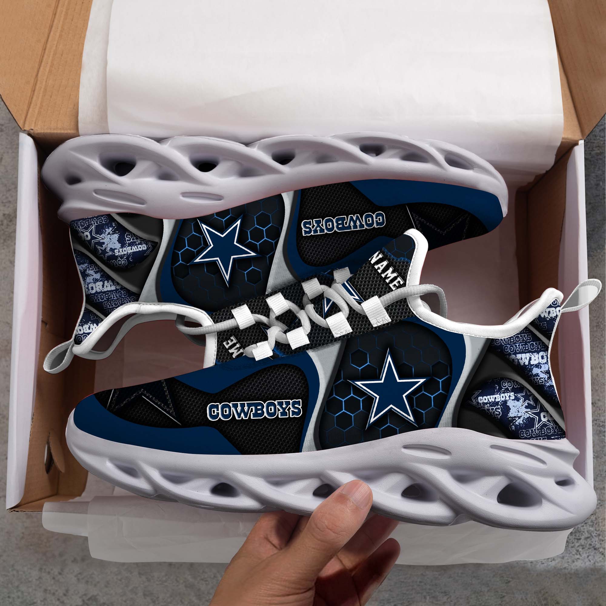 Dallas Cowboys White C Sneakers 2026 Version Personalized Your Name 432