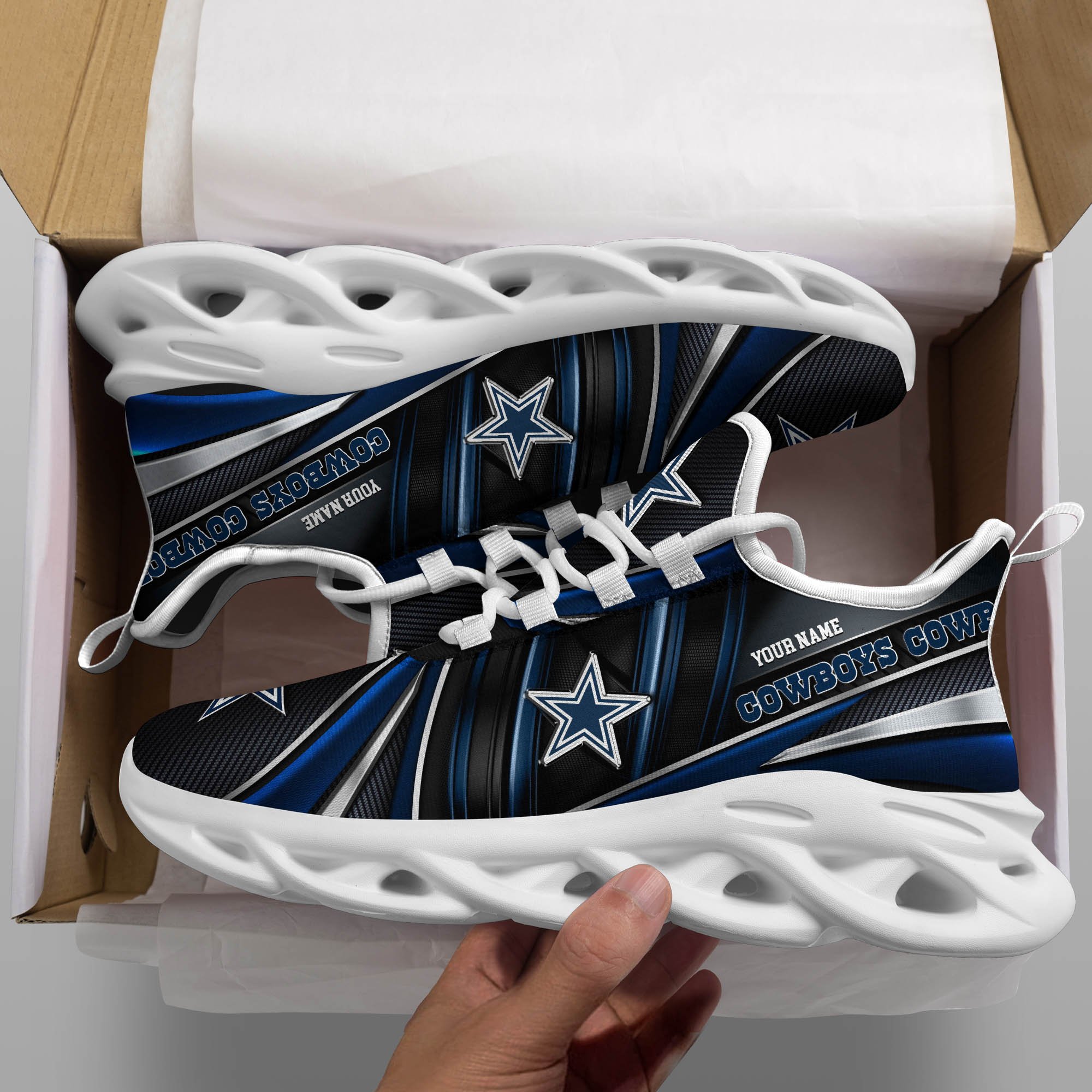 Dallas Cowboys White C Sneakers 2026 Version Personalized Your Name, Sport Team Sneakers, Sport Gifts PH892