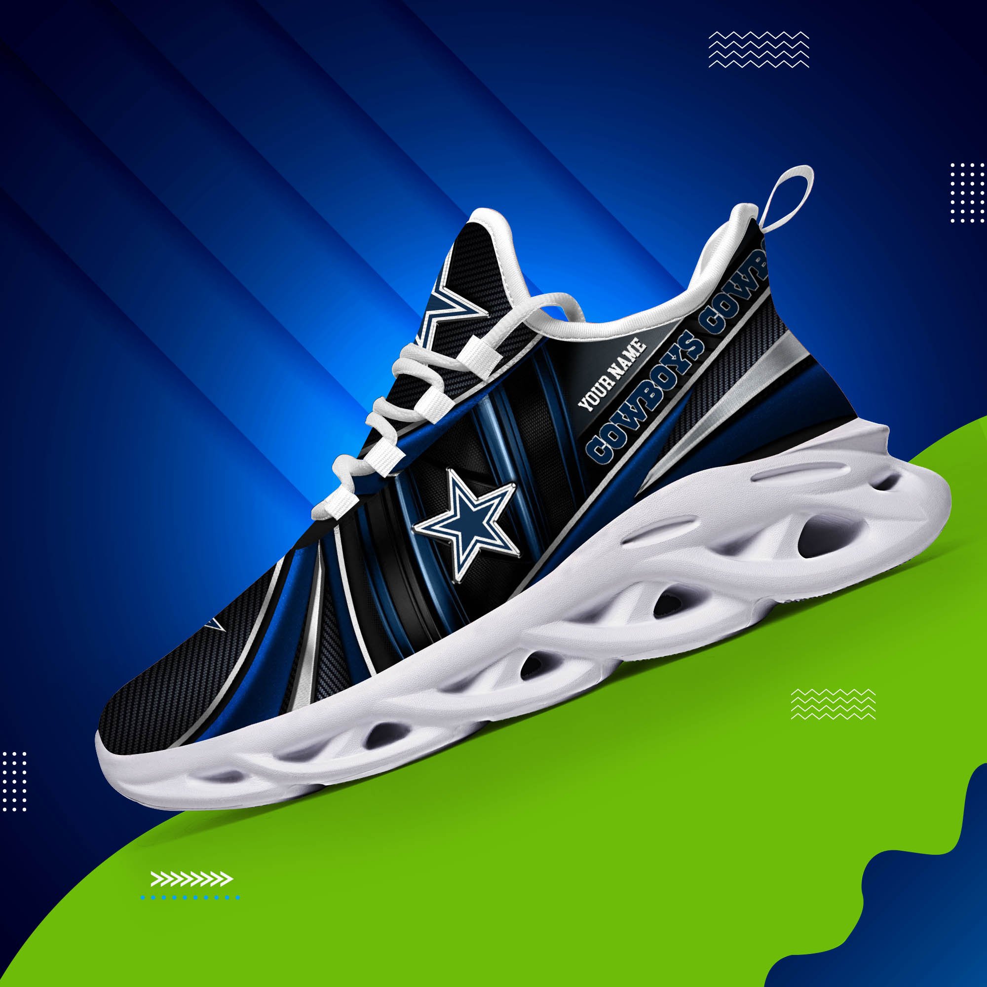 Dallas Cowboys White C Sneakers 2026 Version Personalized Your Name, Sport Team Sneakers, Sport Gifts PH892