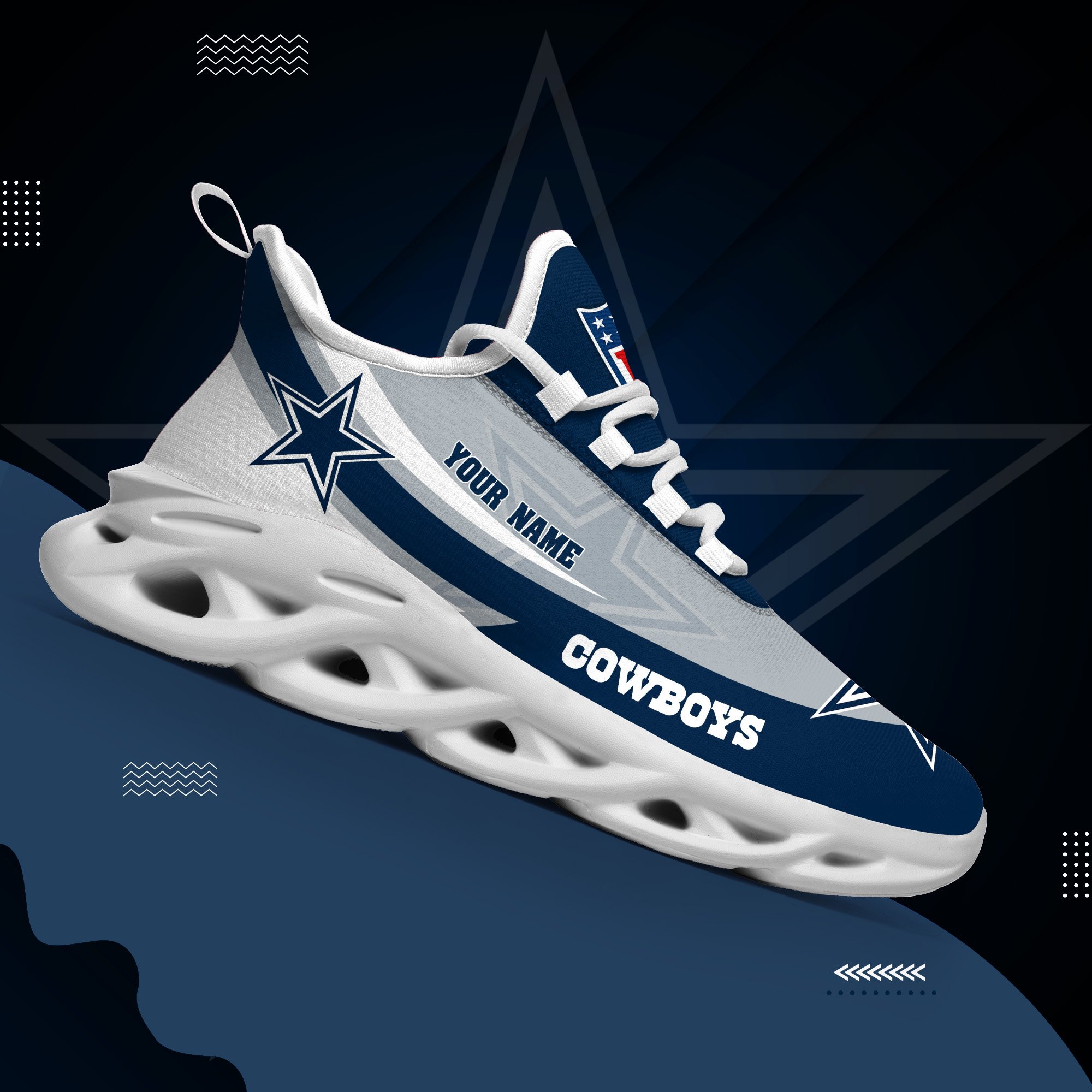 Dallas Cowboys White Max Soul Shoes 2026 Versions Custom Your Name, Sports Gift For Fan, Sport Gifts PH410