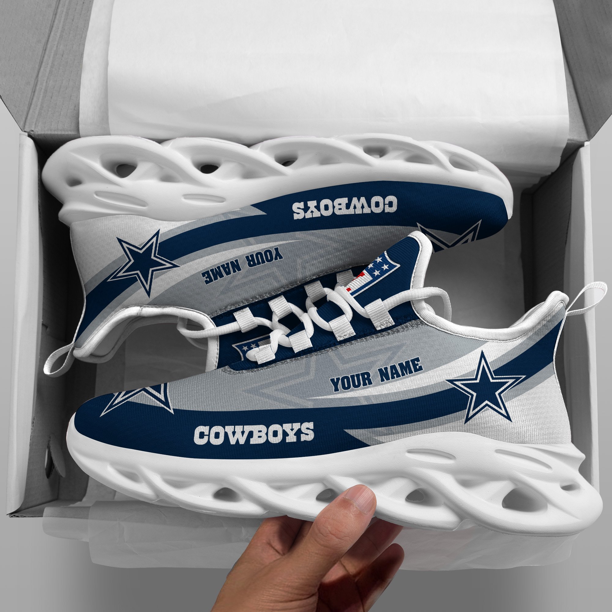 Dallas Cowboys White Max Soul Shoes 2026 Versions Custom Your Name, Sports Gift For Fan, Sport Gifts PH410