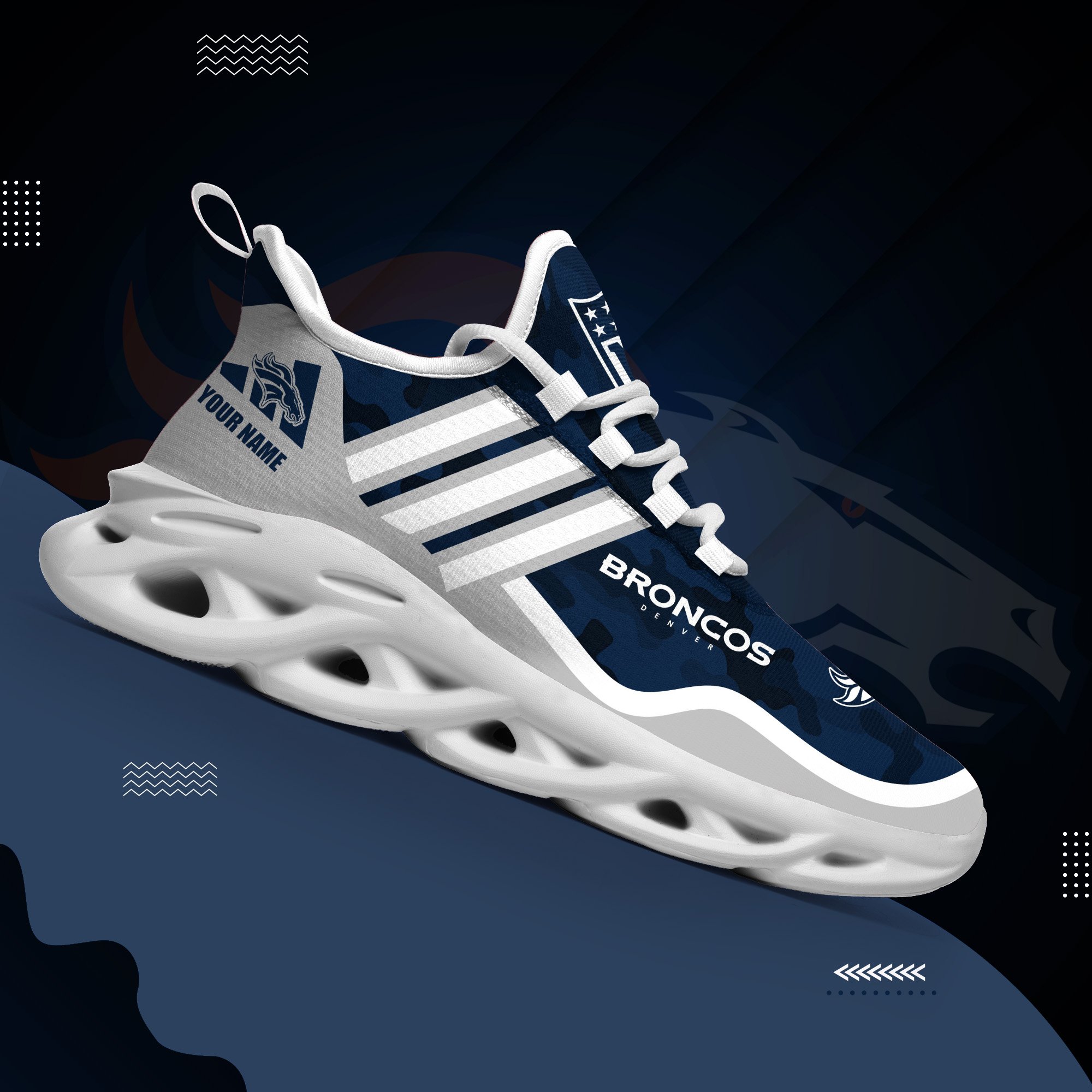 Denver Broncos Black Max Soul Shoes 2026 Versions Custom Name 430