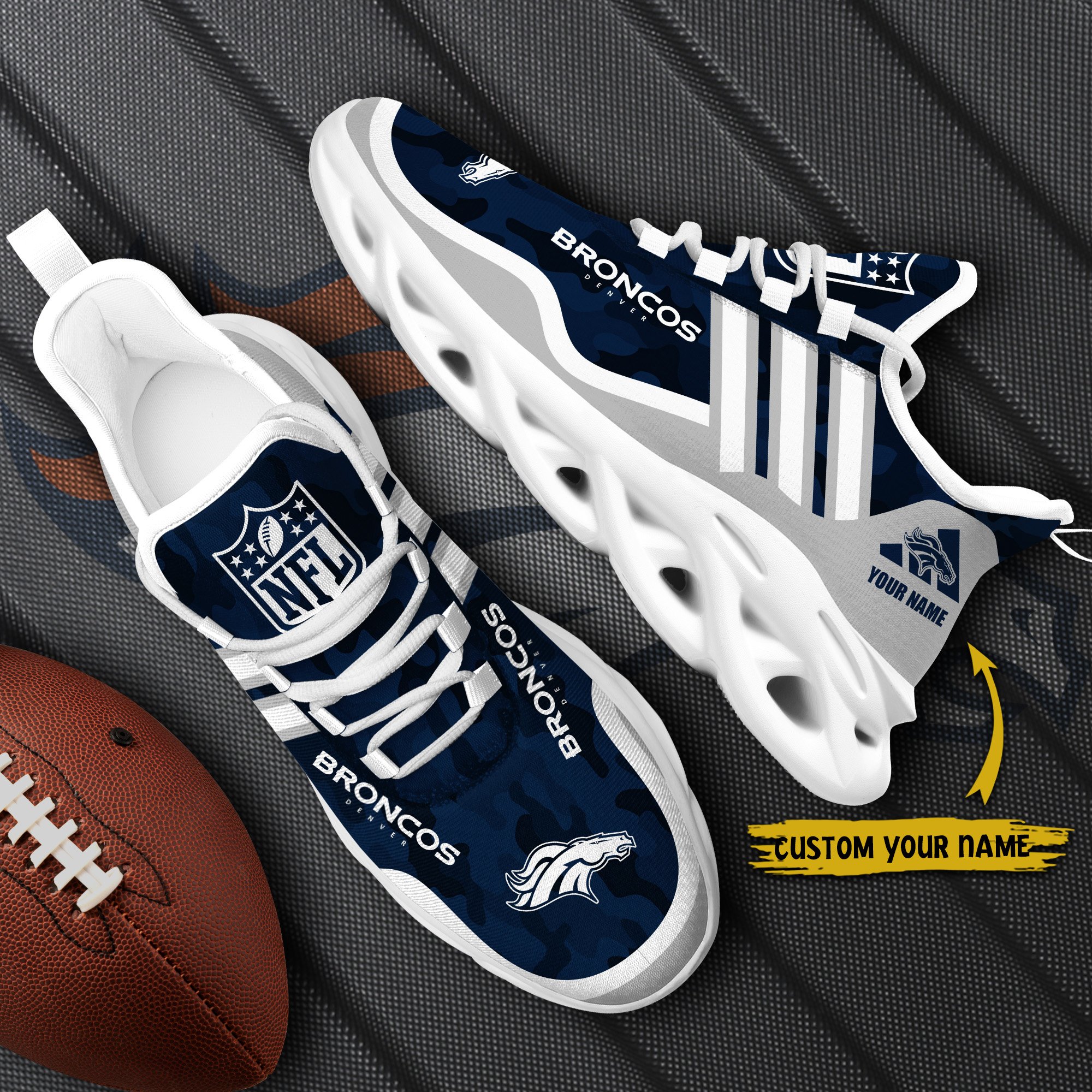 Denver Broncos Black Max Soul Shoes 2026 Versions Custom Name 430